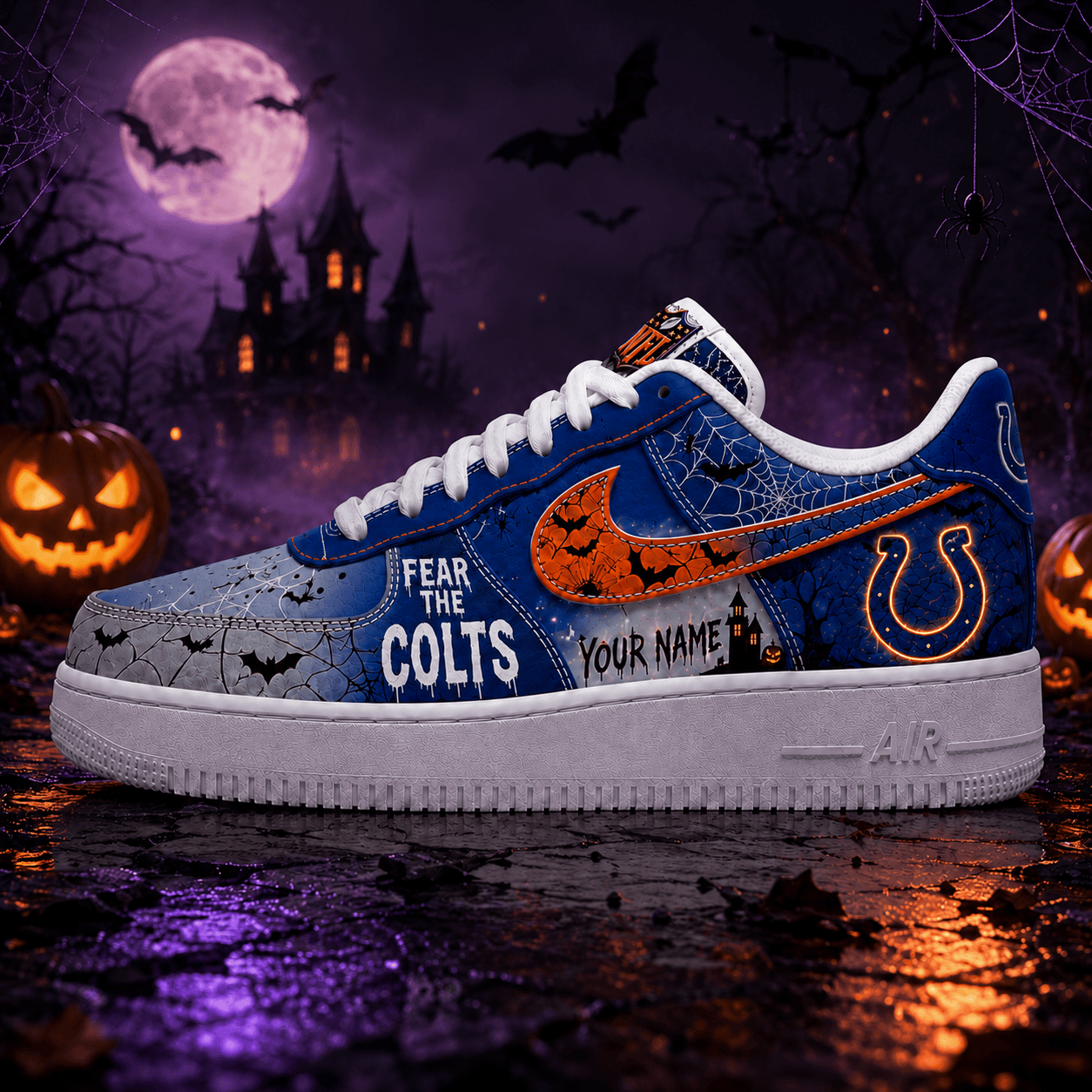 Indianapolis Colts | Premium NFL Fear The Team Halloween AF1 Sneakers