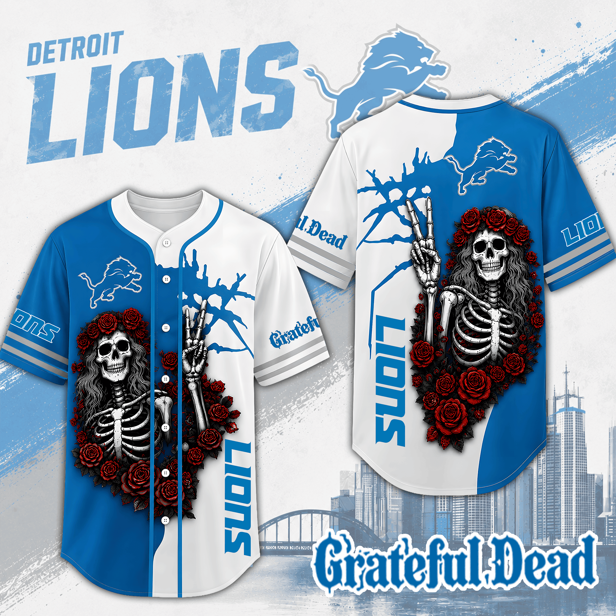 Detroit Lions | Premium NFL Game Day Grateful Dead Jersey Shirt NTH1