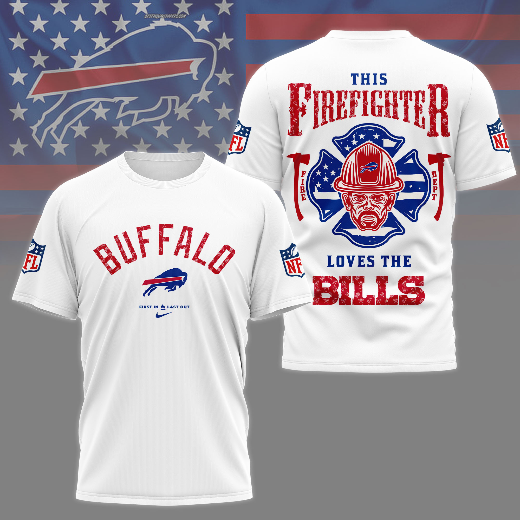 Buffalo Bills | Premium NFL Firefighter Tribute 3D Shirt NY