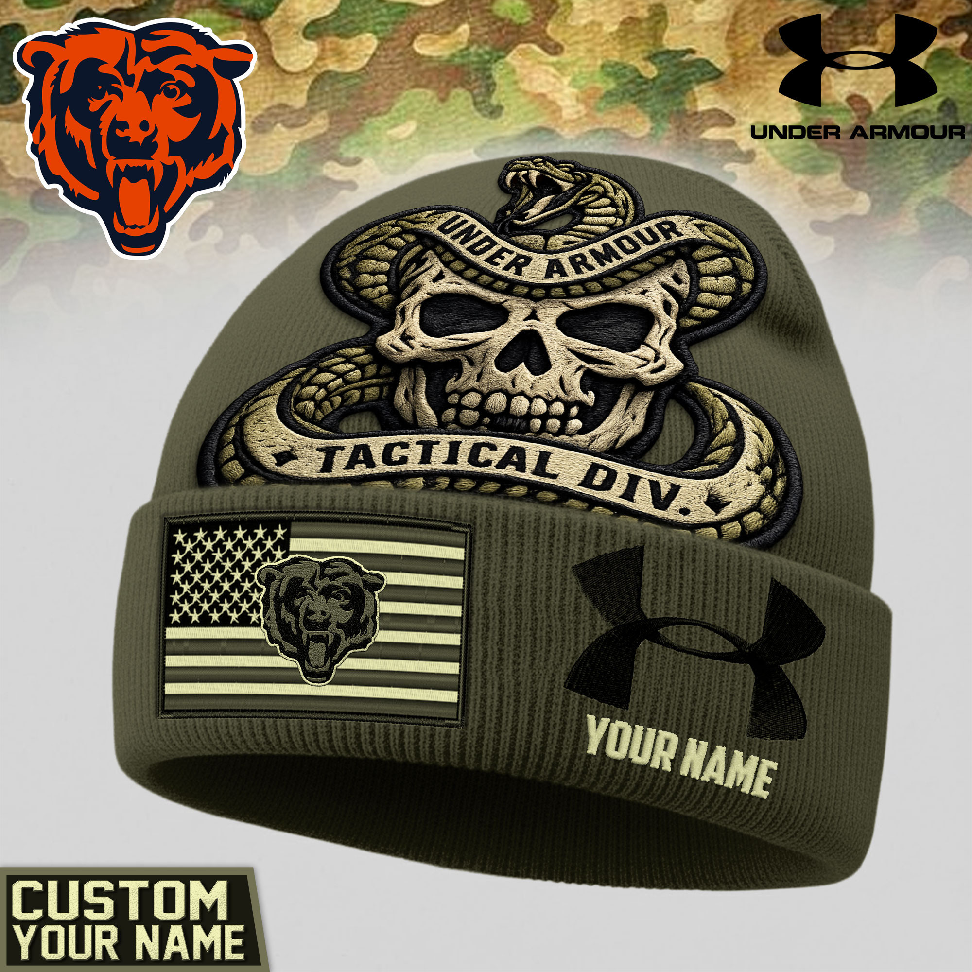 Chicago Bears | Premium NFL Tactical DIV Under Armour Beanie Hat TD