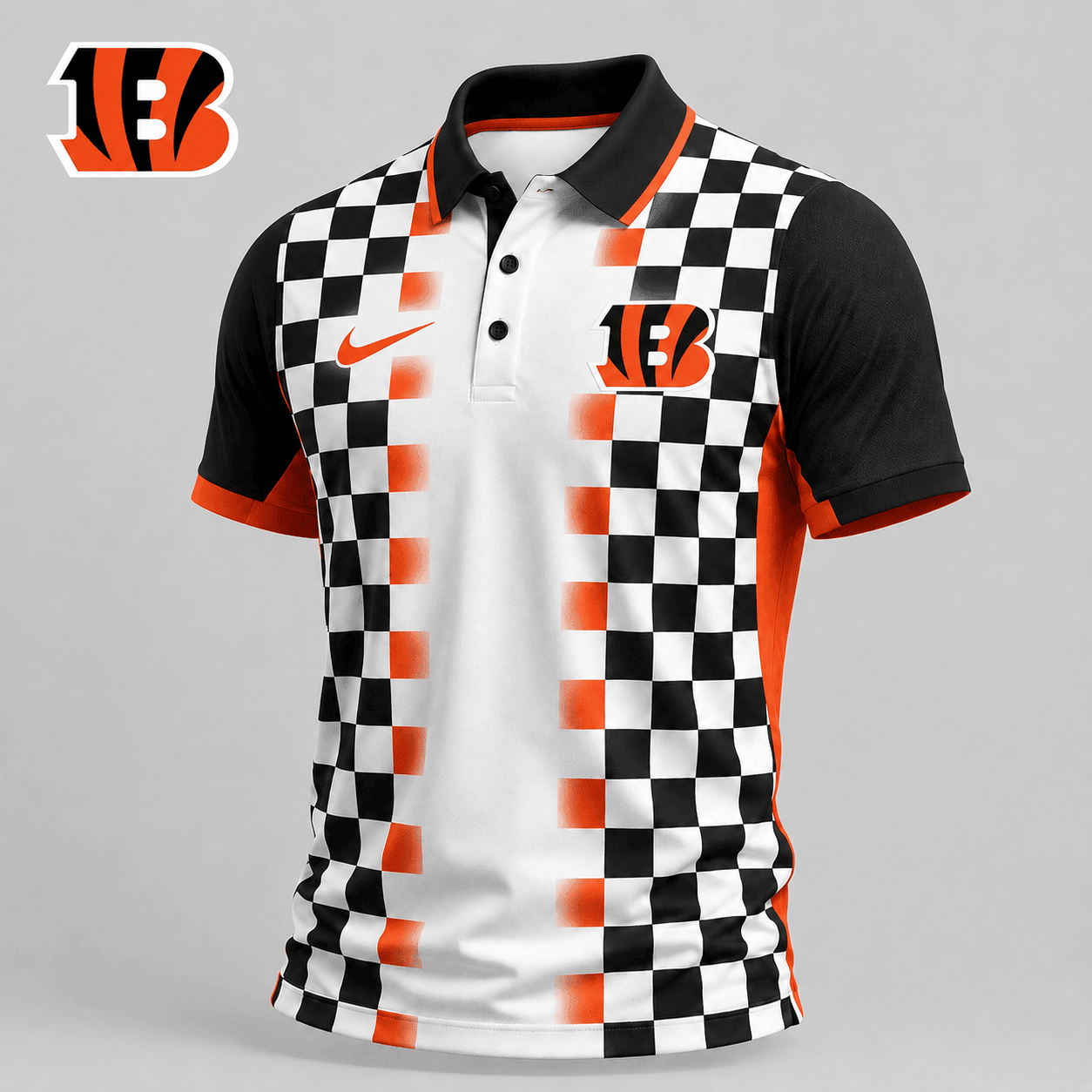Cincinnati Bengals | Premium NFL Checkered Fade Polo Shirt NY