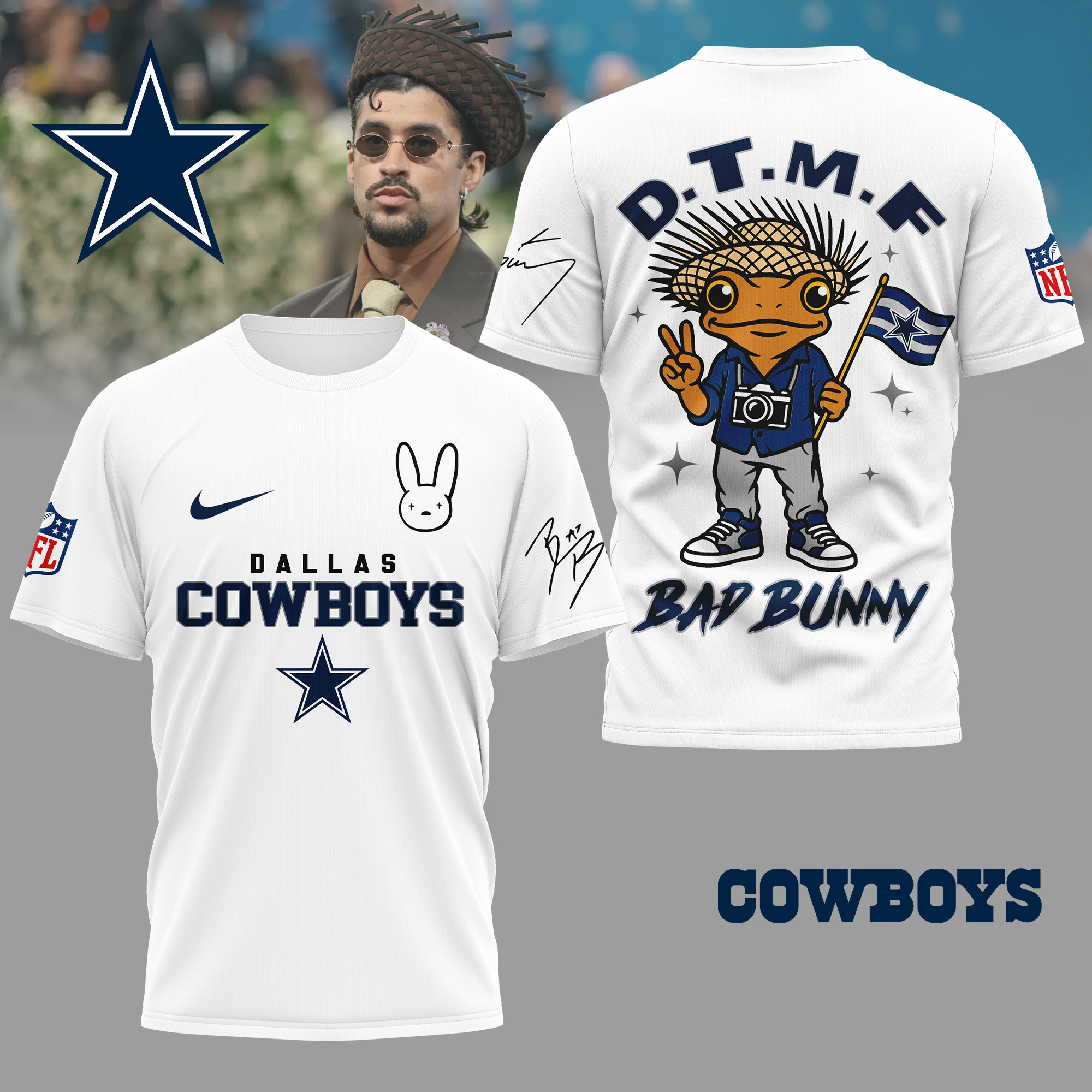 Dallas Cowboys | Premium NFL Bad Bunny 3D Shirt TD