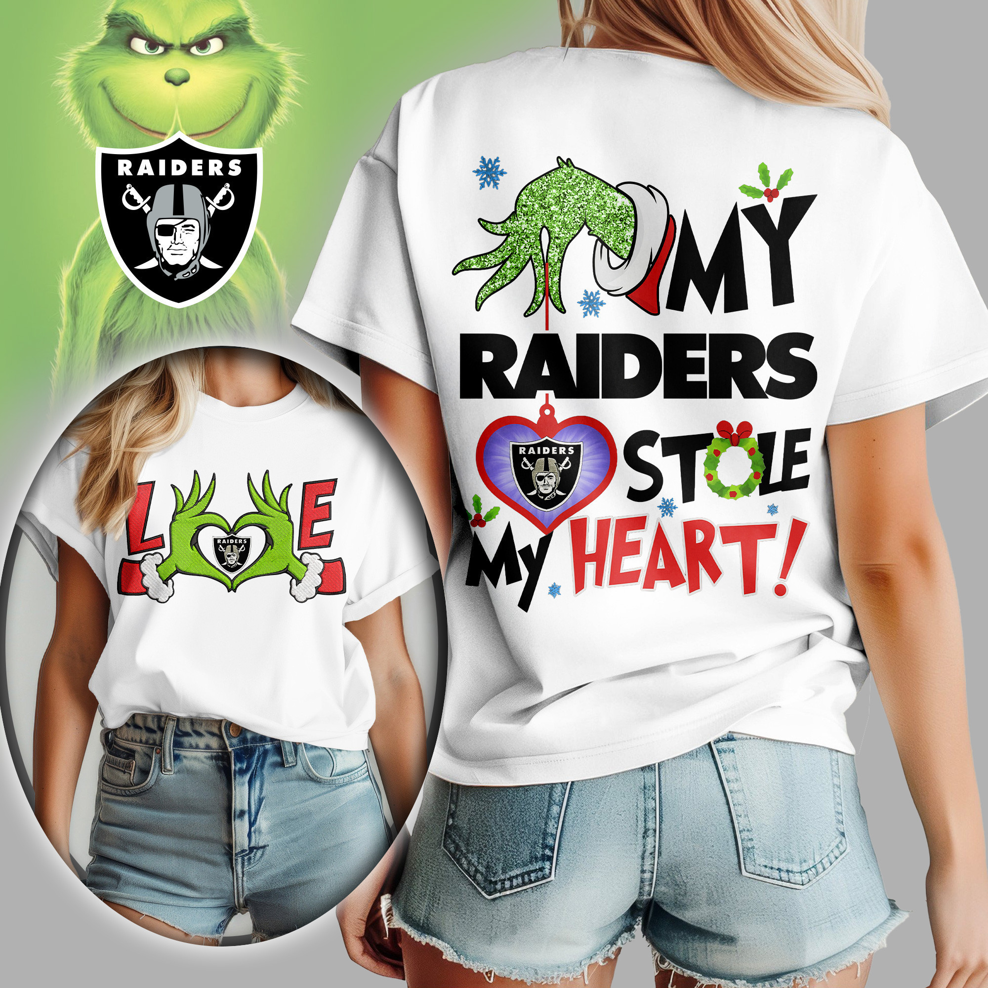 Las Vegas Raiders | Premium NFL Grinch Women's Shirt TD
