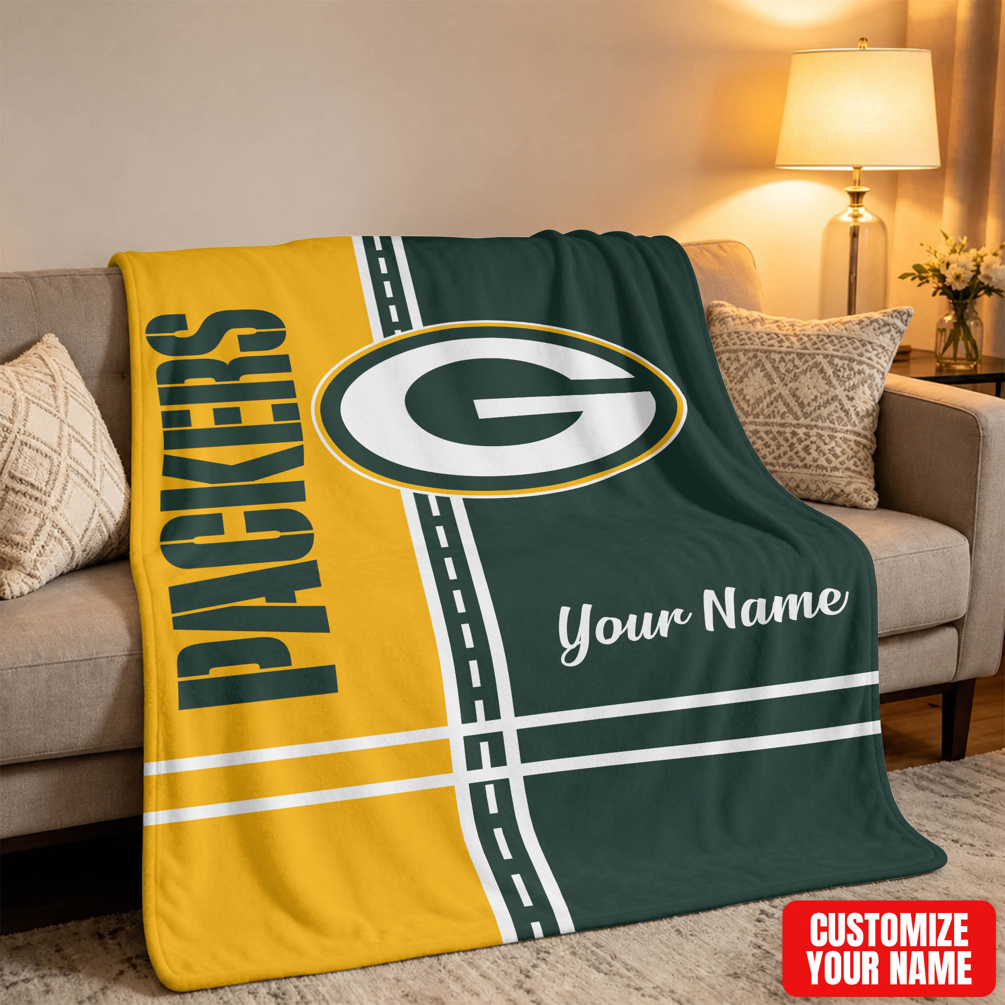 Green Bay Packers | Premium NFL My Name My Game Personalized Blanket NTH1