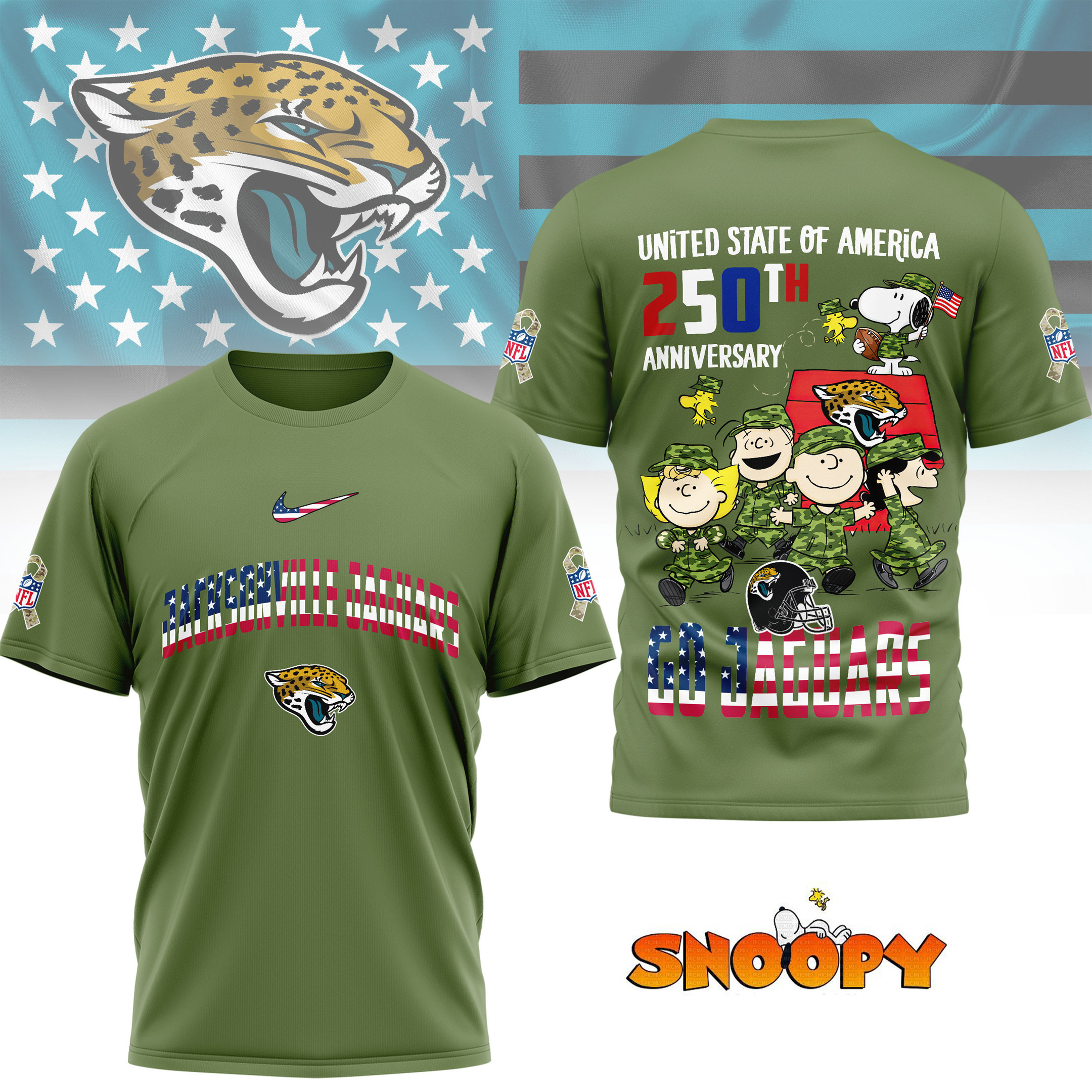 Jacksonville Jaguars | Premium NFL Freedom 250 3D Shirt NY
