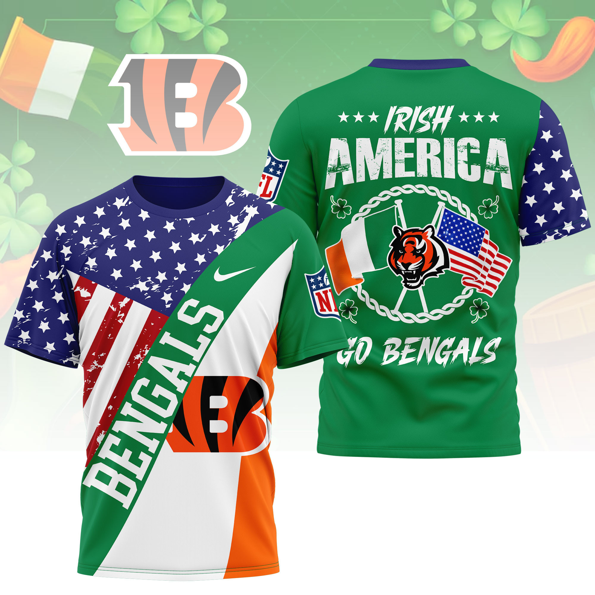 Cincinnati Bengals | Premium NFL Irish America 3D Shirt NY