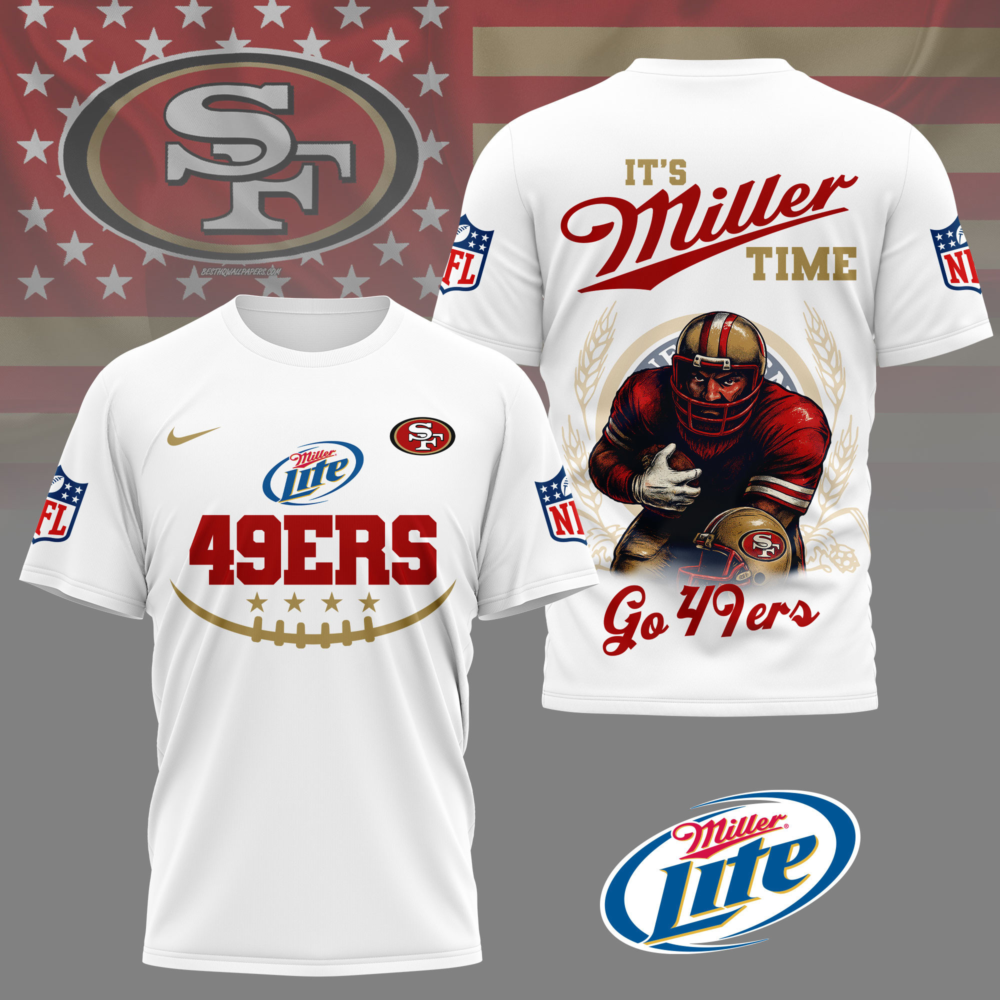 San Francisco 49ers | Premium NFL Miller Lite 3D Shirt NY