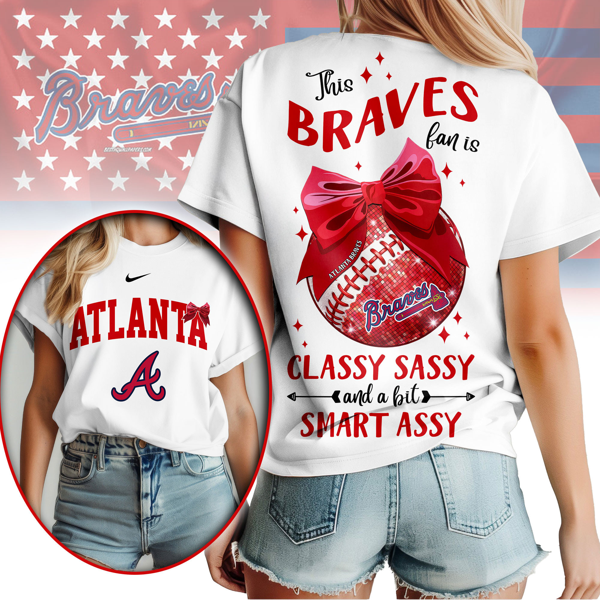 Atlanta Braves | Premium MLB Girly Bow 3D Shirt NY