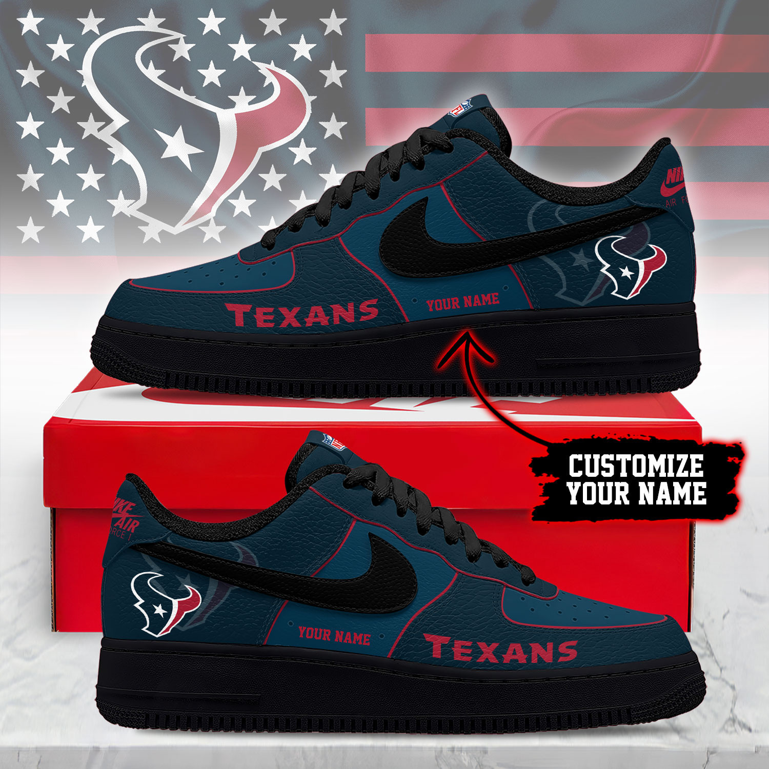 Houston Texans | Premium NFL Custom AF1 Shoes NY