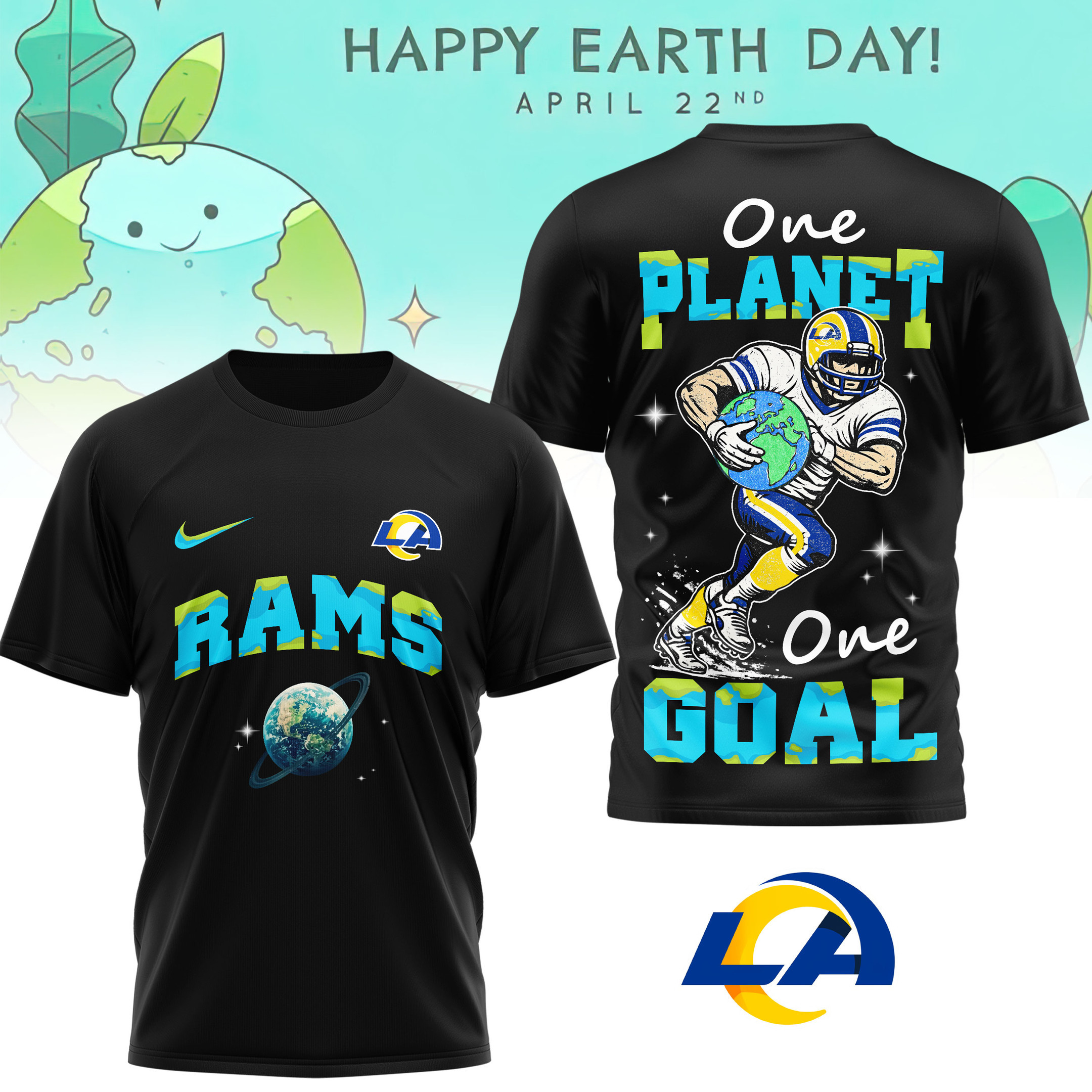 Los Angeles Rams | Premium NFL x Earth Day 3D Shirt HY