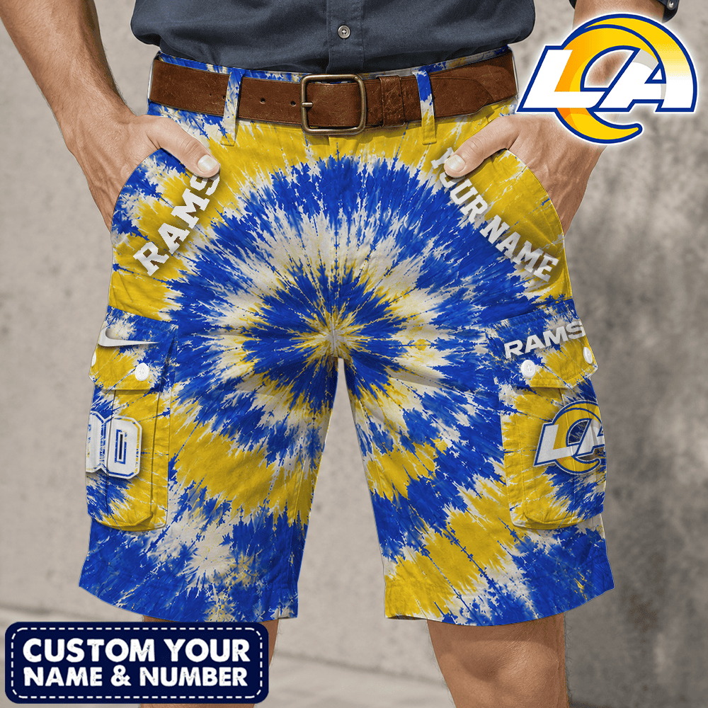Los Angeles Rams | Premium NFL Tie-Dye Cargo Shorts Square Pocket NTH1