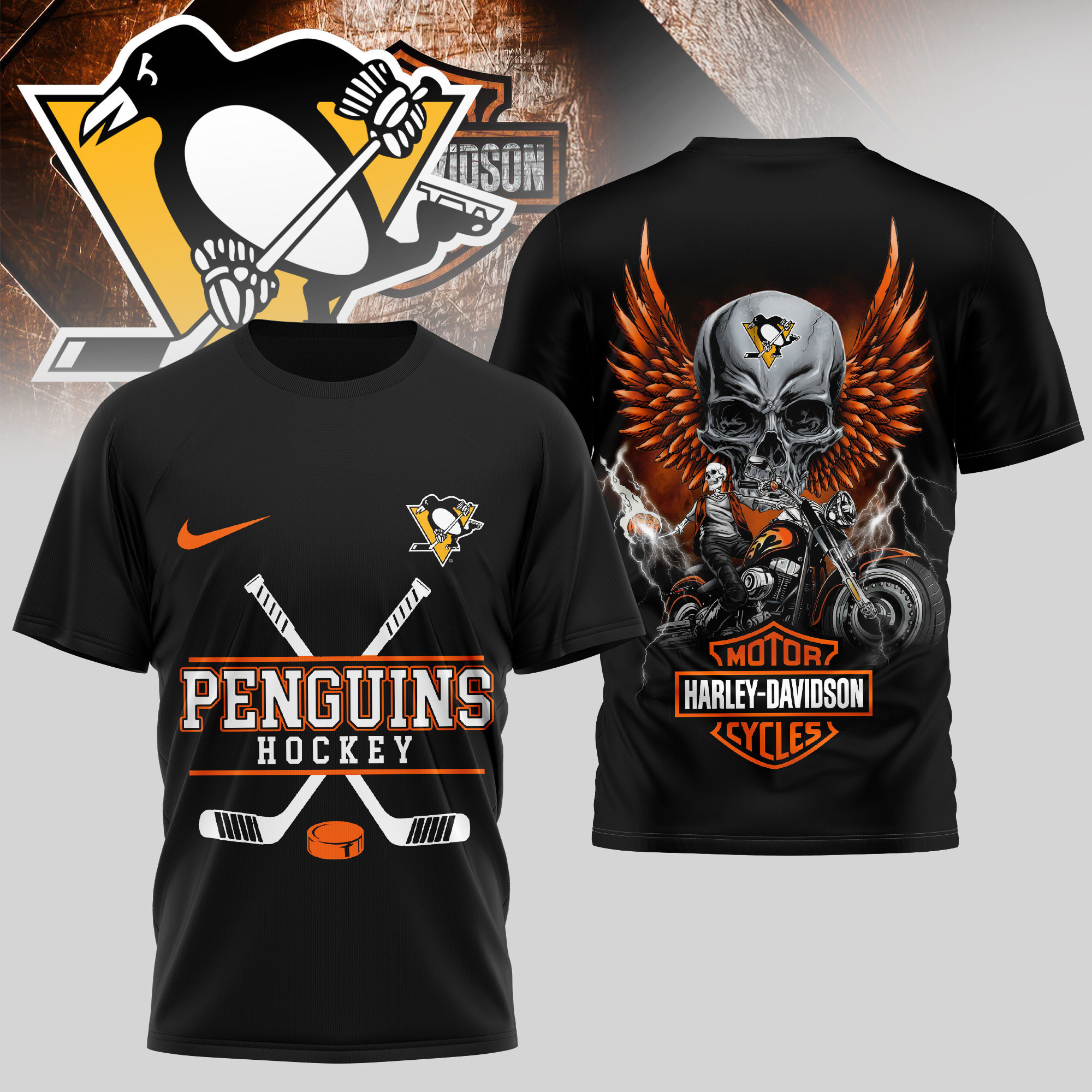 Pittsburgh Penguins | Premium NHL Harley Davidson 3D Shirt TD