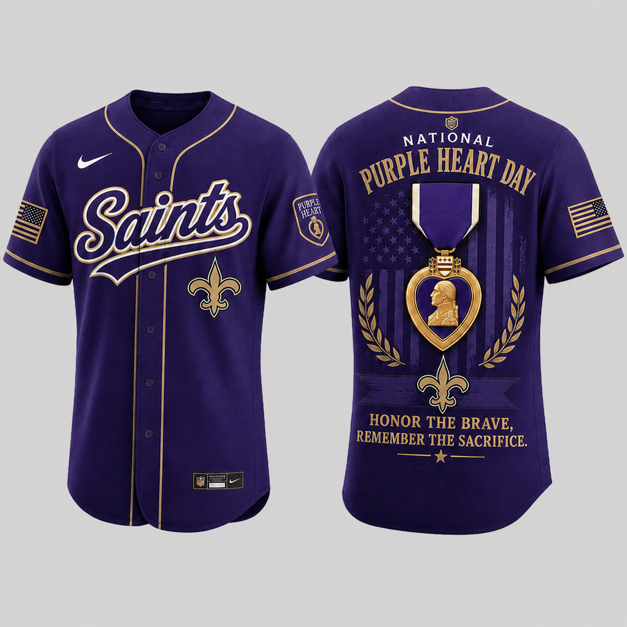 New Orleans Saints | Premium NFL Purple Heart Day Jersey Shirt TD