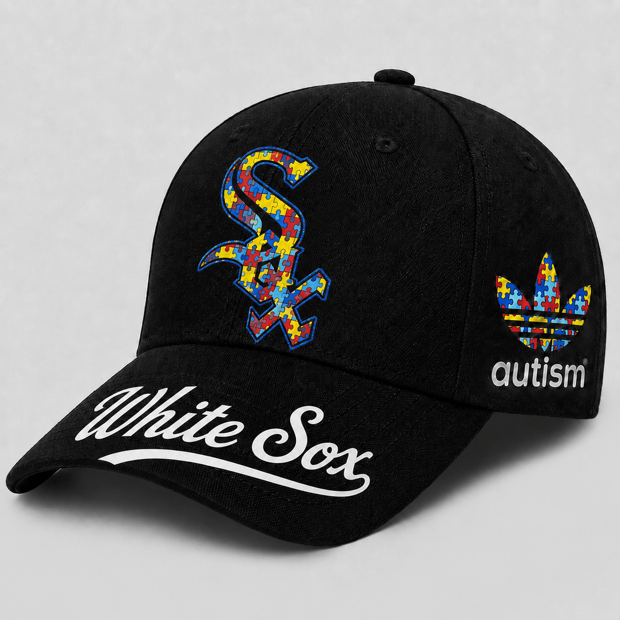 Chicago White Sox | Premium MLB Puzzle Heart Autism Baseball Cap