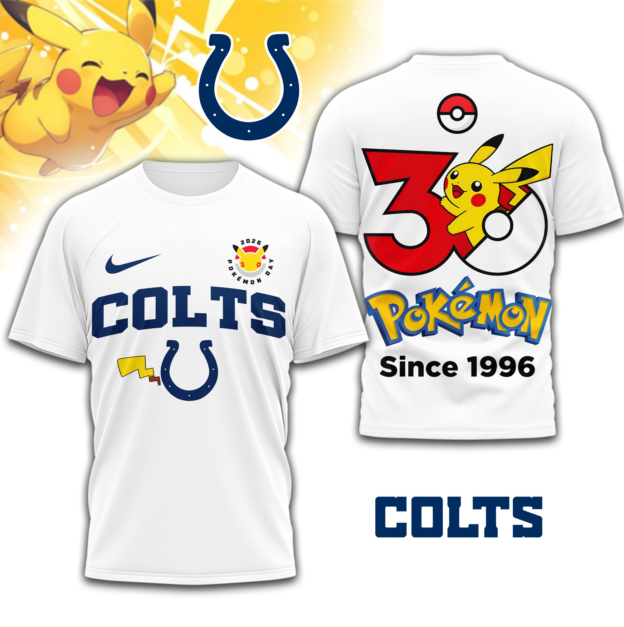 Indianapolis Colts | Premium NFL Pokemon 30th Anniversary 3D Shirt TD