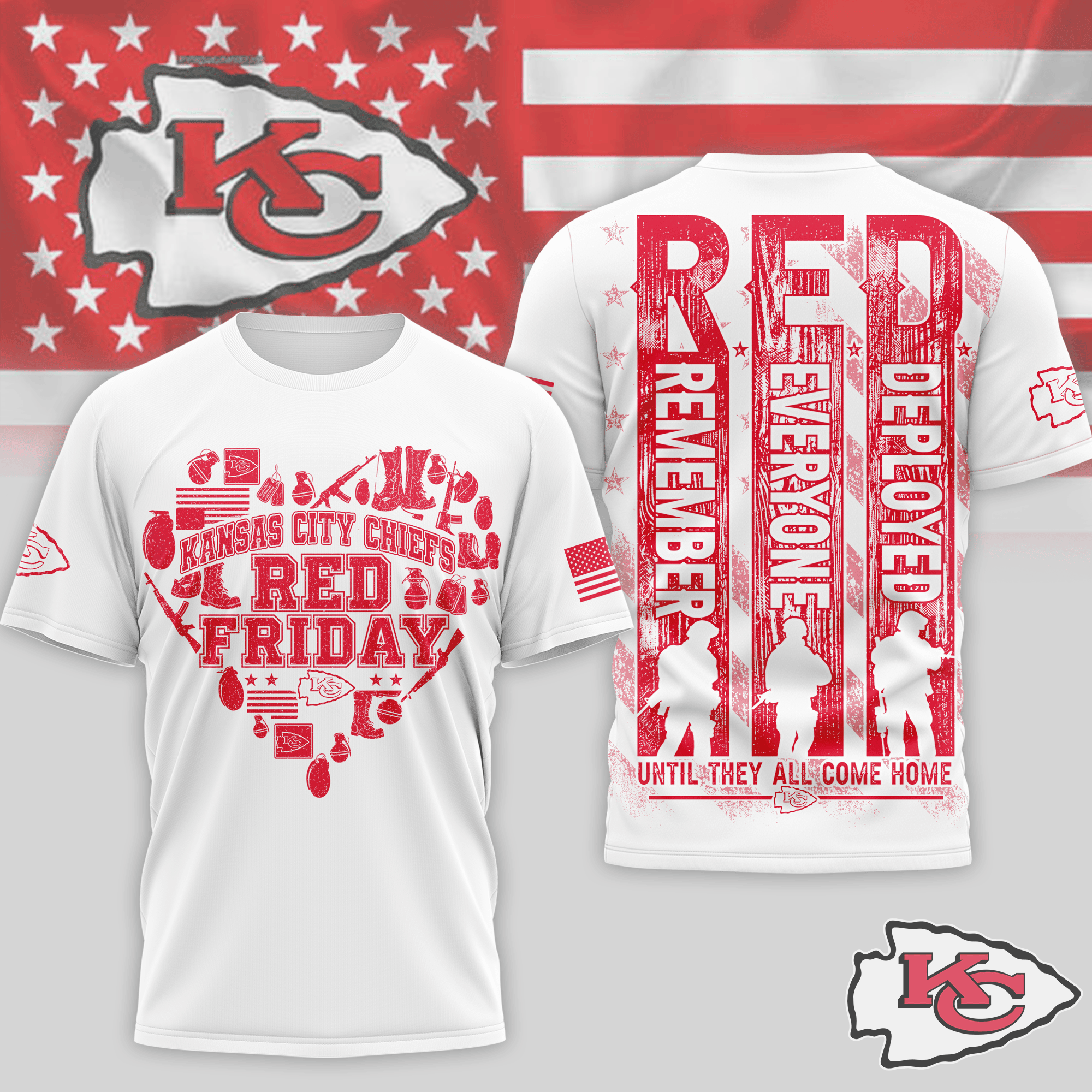 Kansas City Chiefs | Premium NFL Remember Everyone Deployed 3D Shirt NTH1