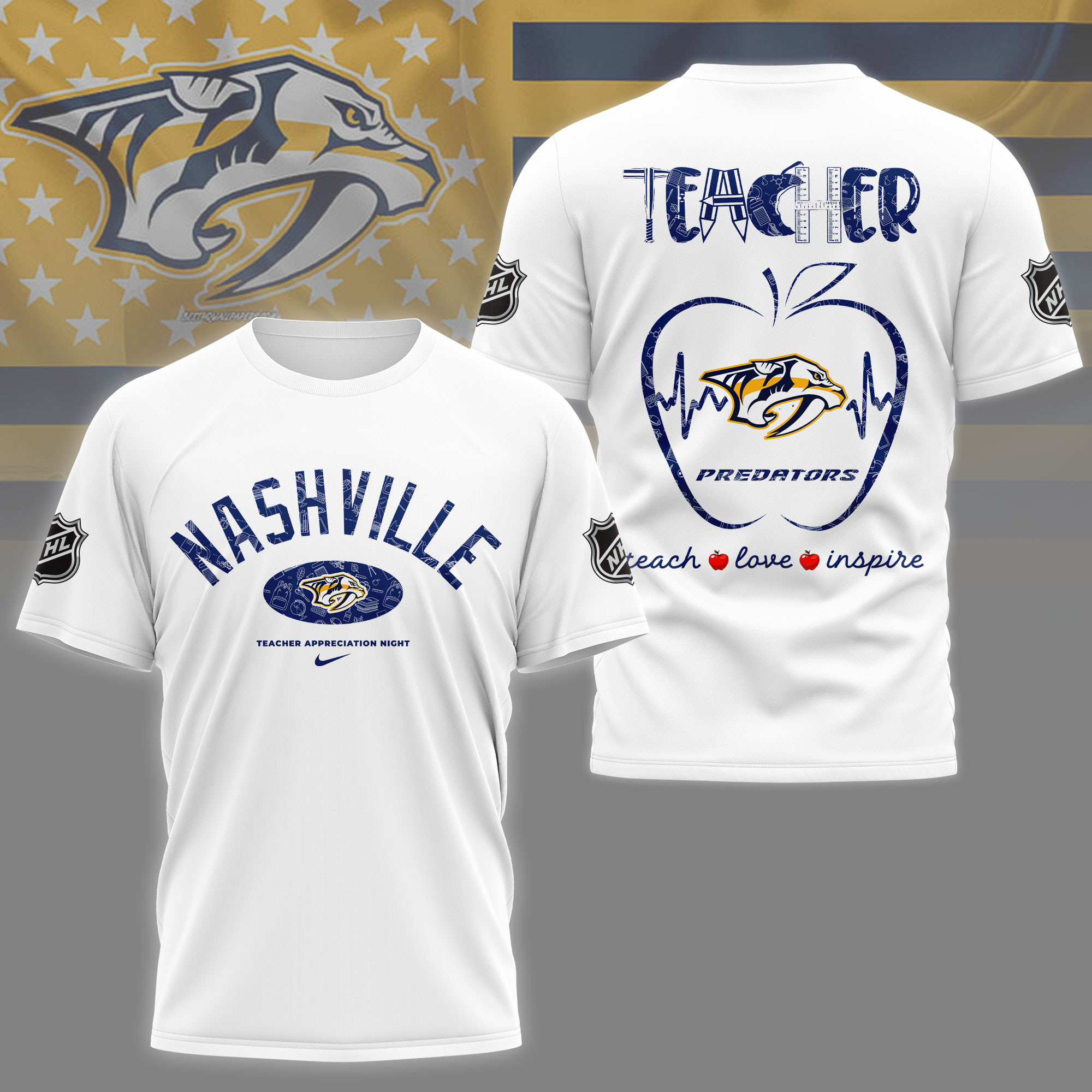 Nashville Predators | Premium NHL Teacher Appreciation Day 3D Shirt NY
