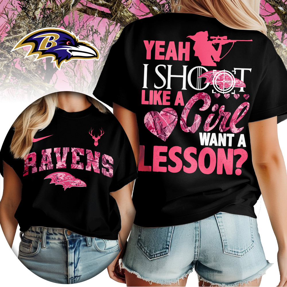 Baltimore Ravens | Premium NFL Shoot Like A Girl Women Shirt TD
