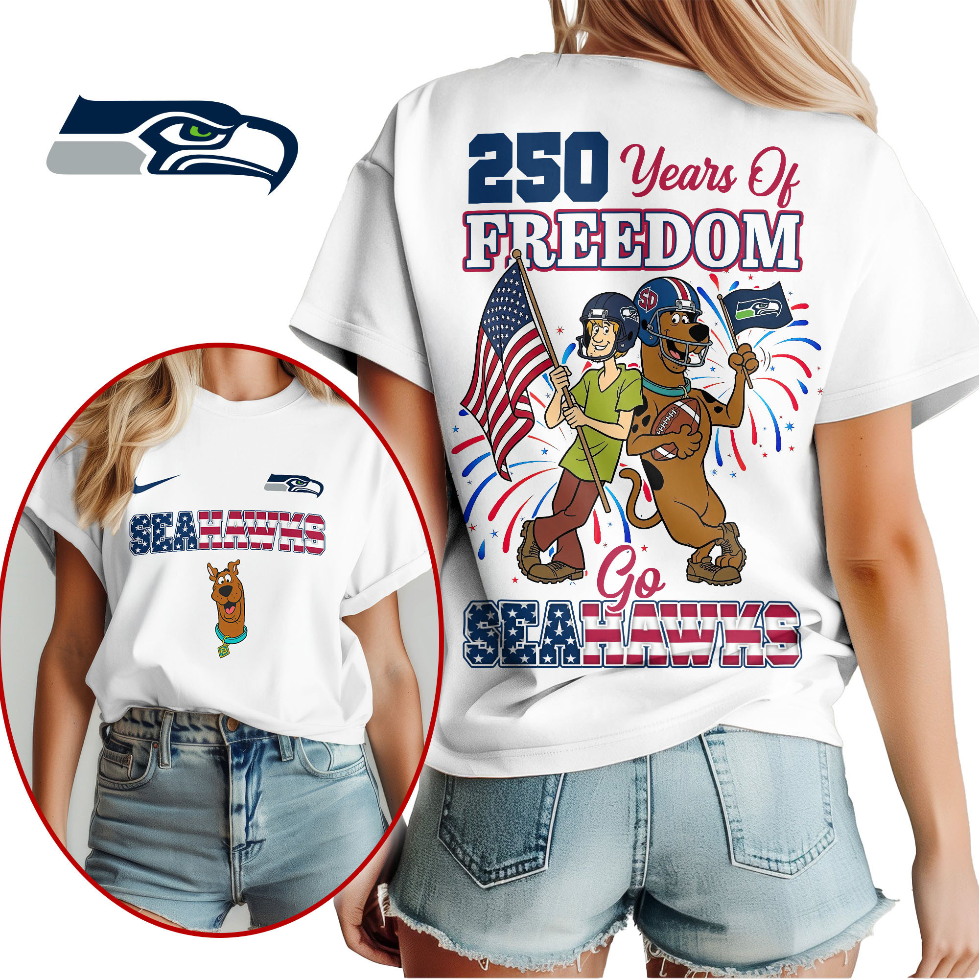 Seattle Seahawks | Premium NFL Scooby Doo Celebrates 250th Anniversary 3D Shirt NP