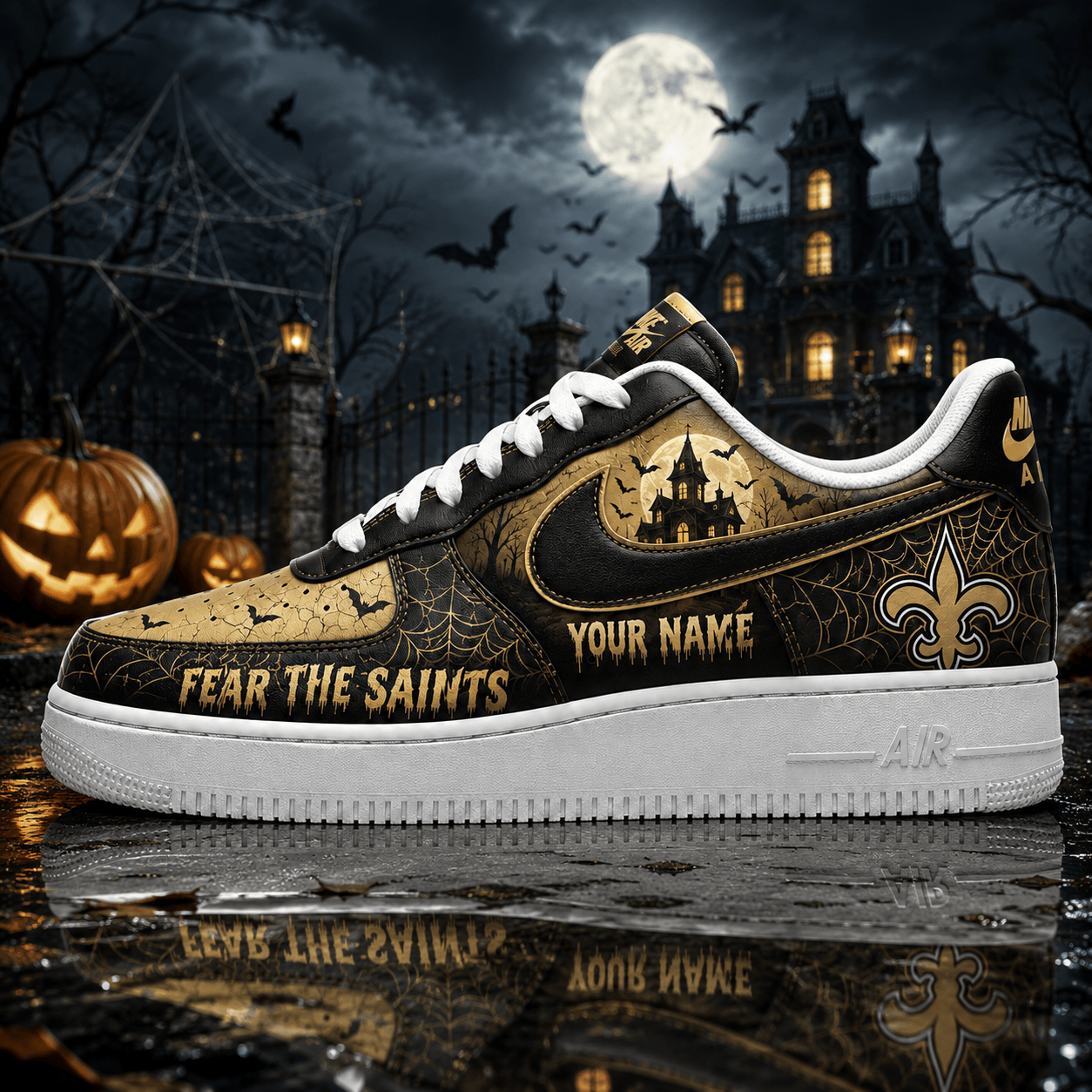 New Orleans Saints | Premium NFL Fear The Team Halloween AF1 Sneakers