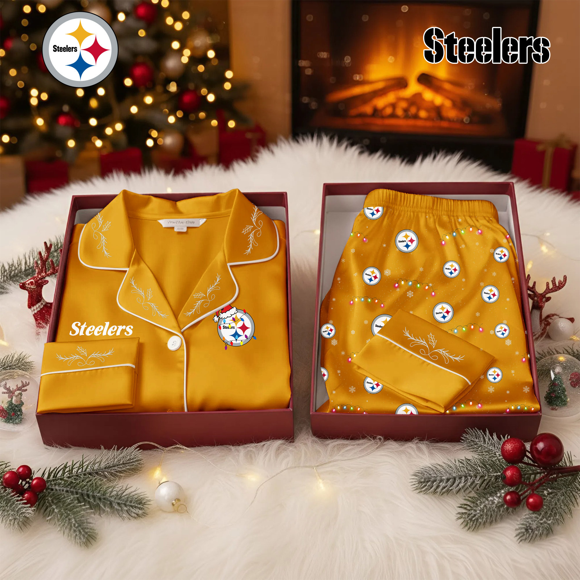 Pittsburgh Steelers | Premium NFL Christmas Cozy Pajamas TD