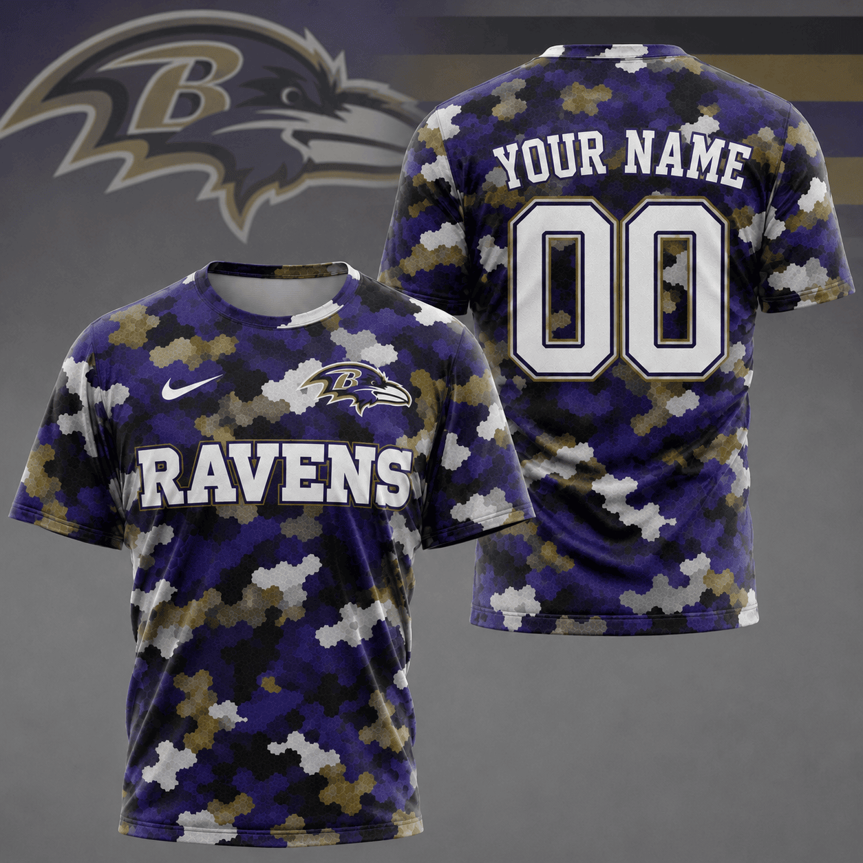Baltimore Ravens | Premium NFL Game Day Camo 3D Shirt NY