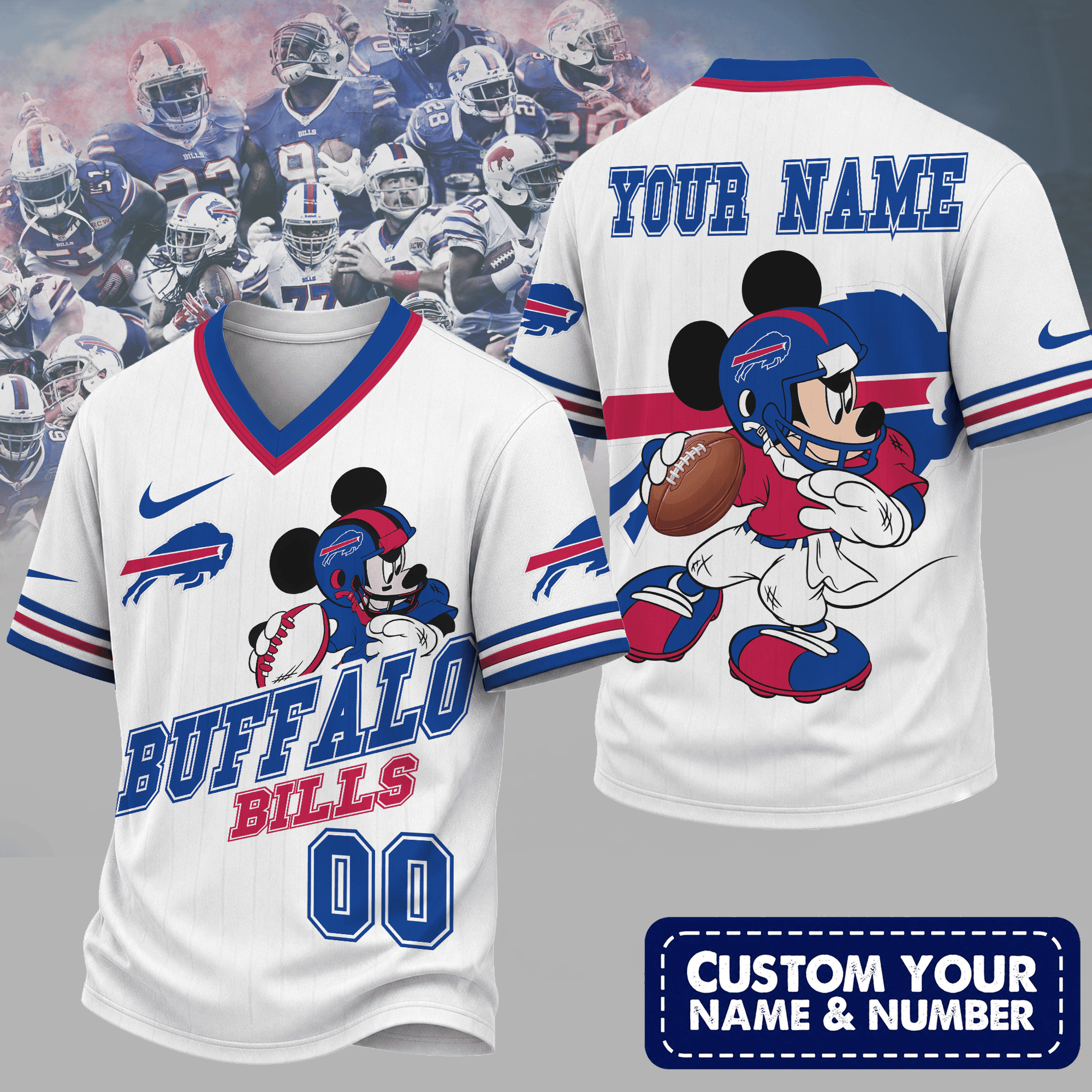 Buffalo Bills | Premium NFL Mickey Quarterback V-Neck Jersey NTH1