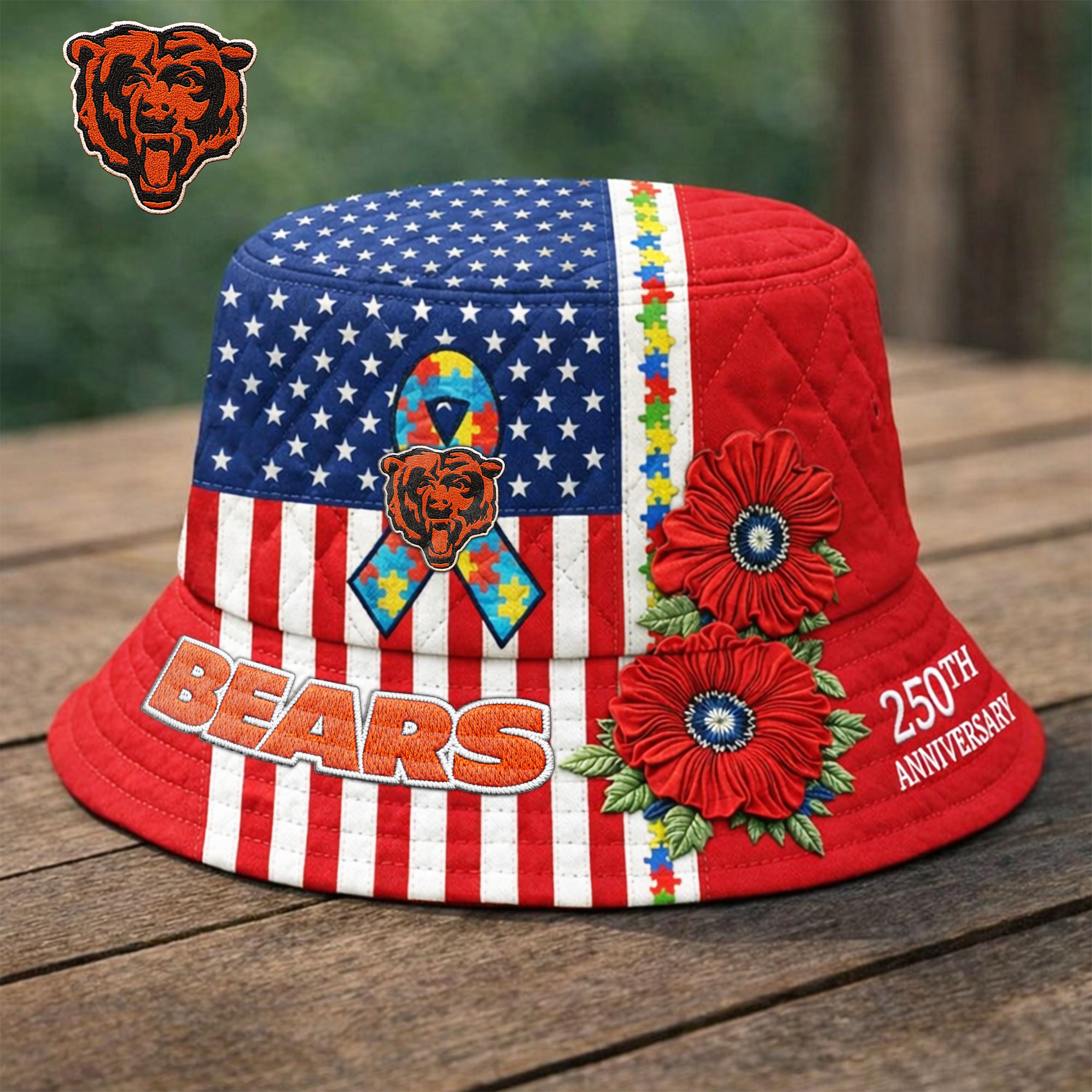 Chicago Bears | Premium NFL Autism 250th Anniversary Bucket Hat TD