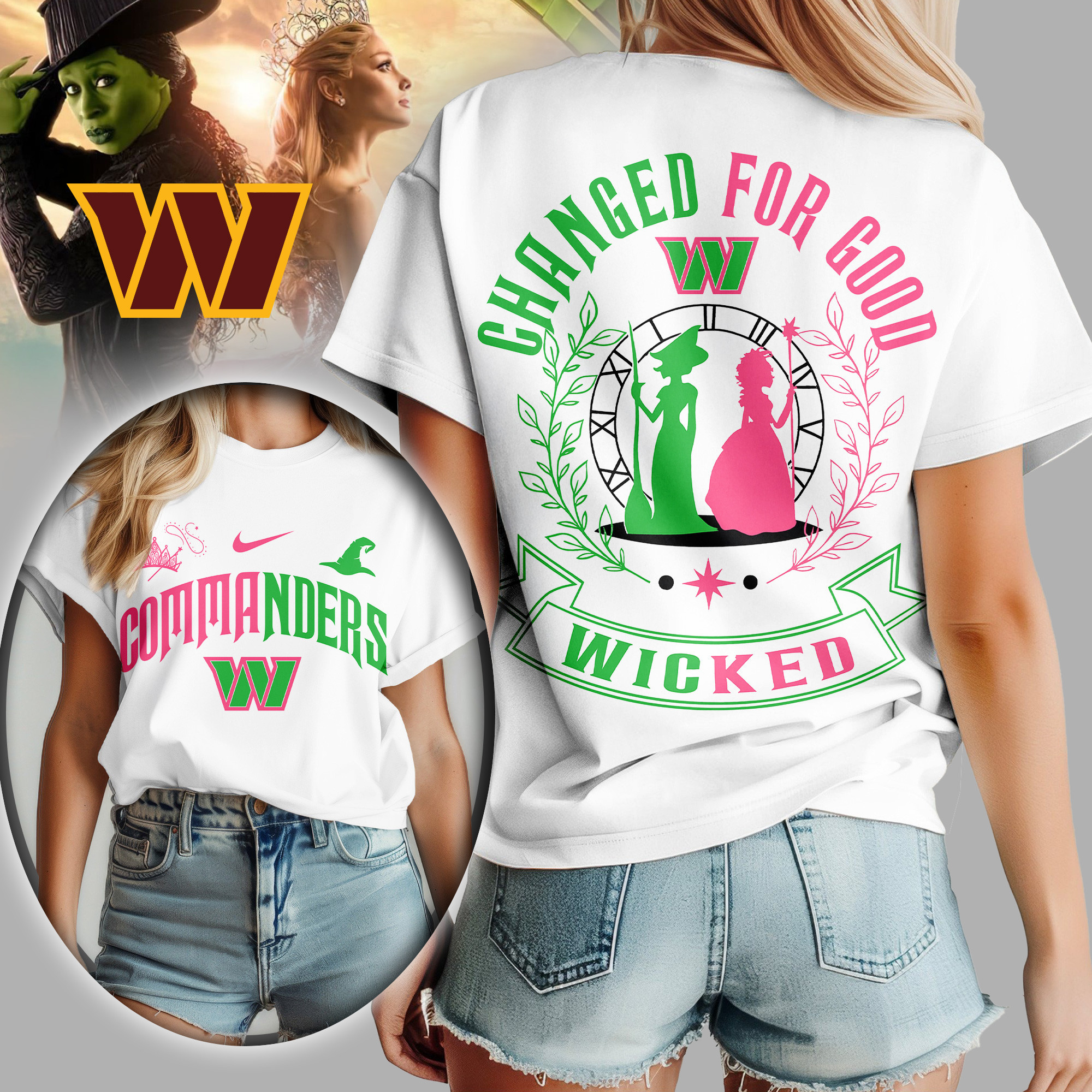 Washington Commanders | Premium NFL Wicked Changed For Good Women Shirt TD