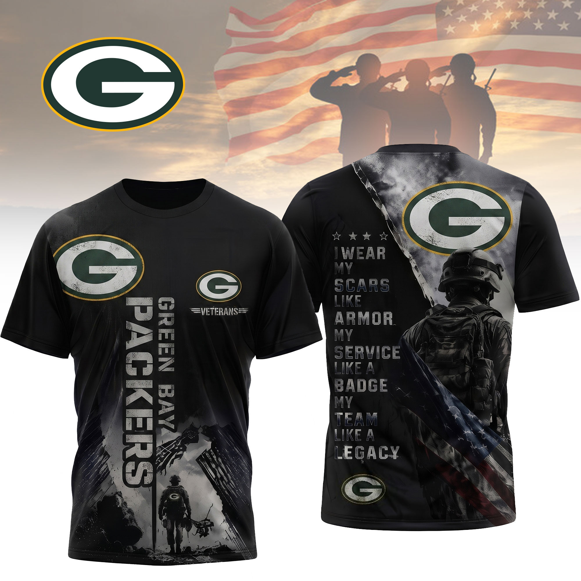 Green Bay Packers | Premium NFL Veterans Legacy Team 3D Shirt NTH1