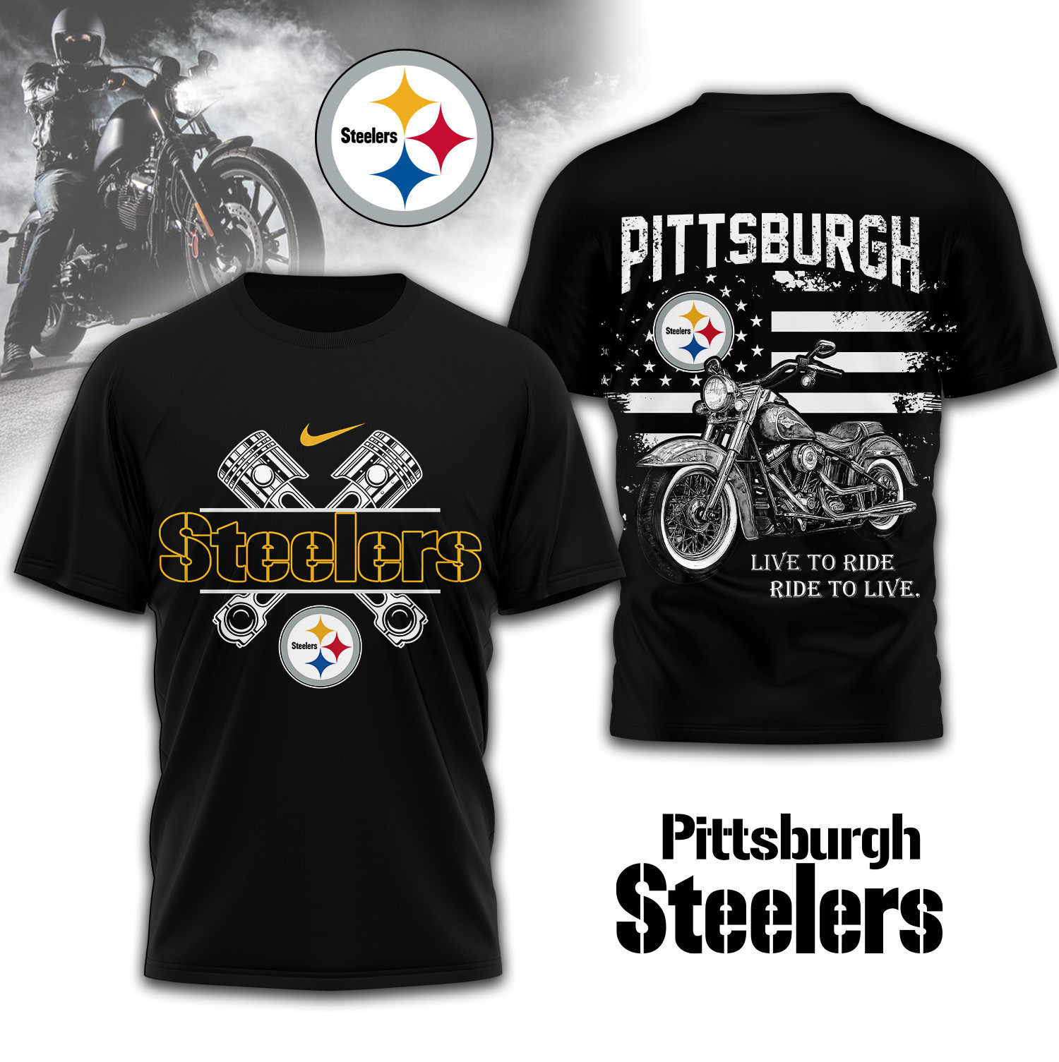 Pittsburgh Steelers | Premium NFL Biker 3D Shirt TD230825