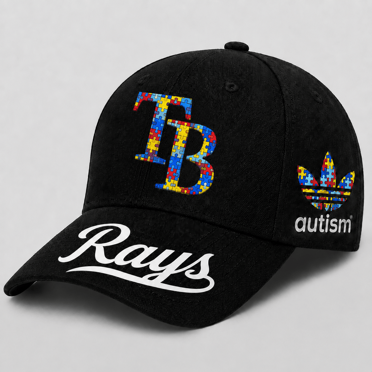 Tampa Bay Rays | Premium MLB Puzzle Heart Autism Baseball Cap