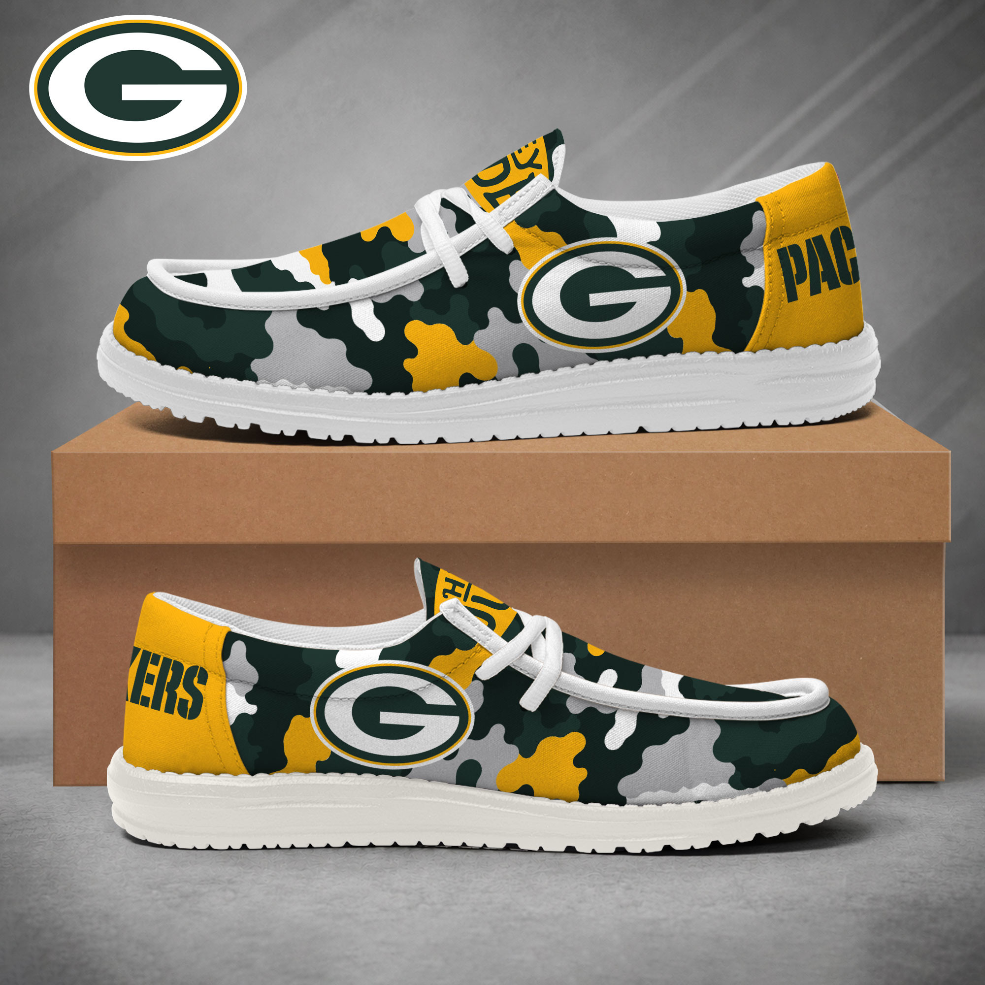 Green Bay Packers | Premium NFL Game Day Camo Loafer Shoes NY