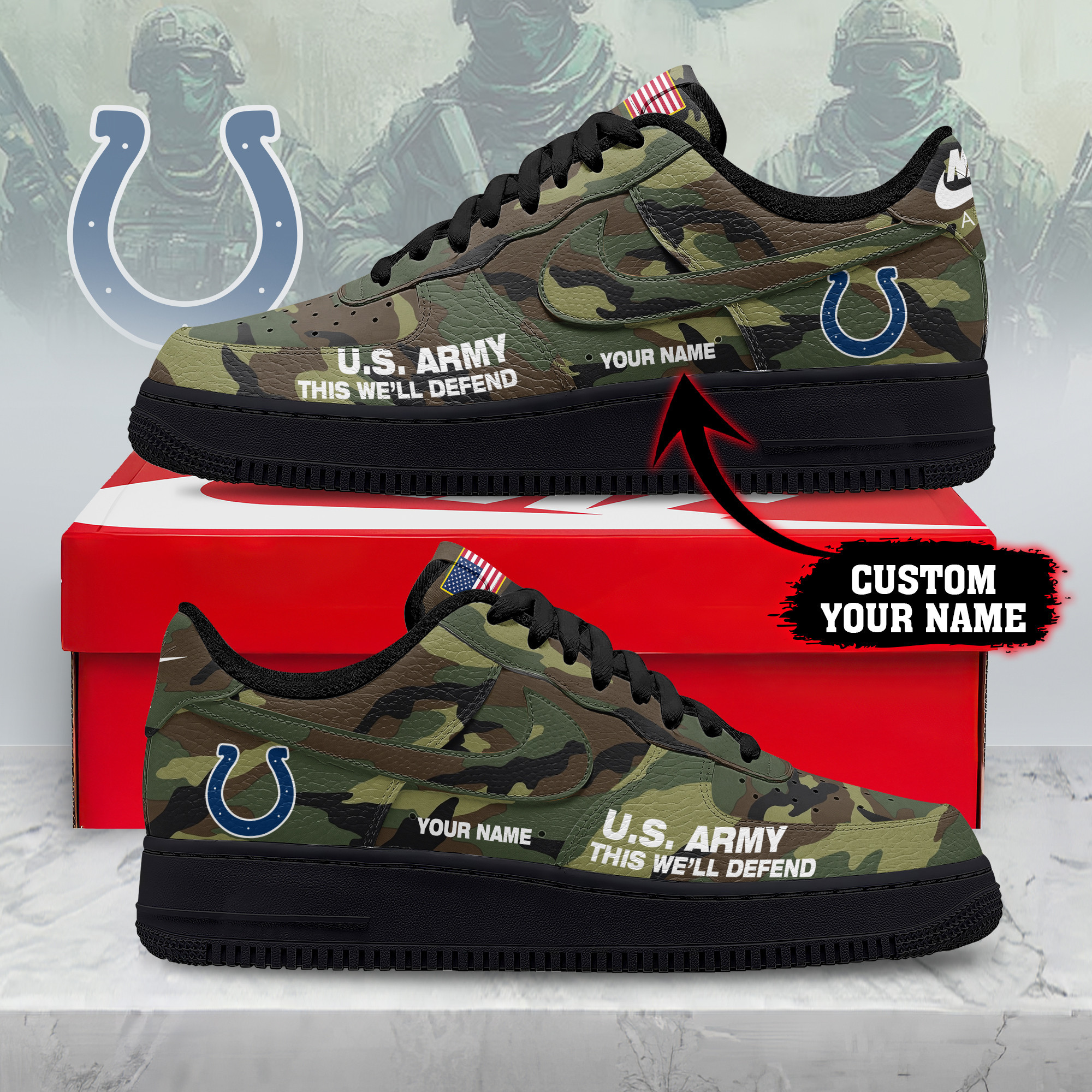 Indianapolis Colts | Premium NFL US Army AF1 Shoes NY