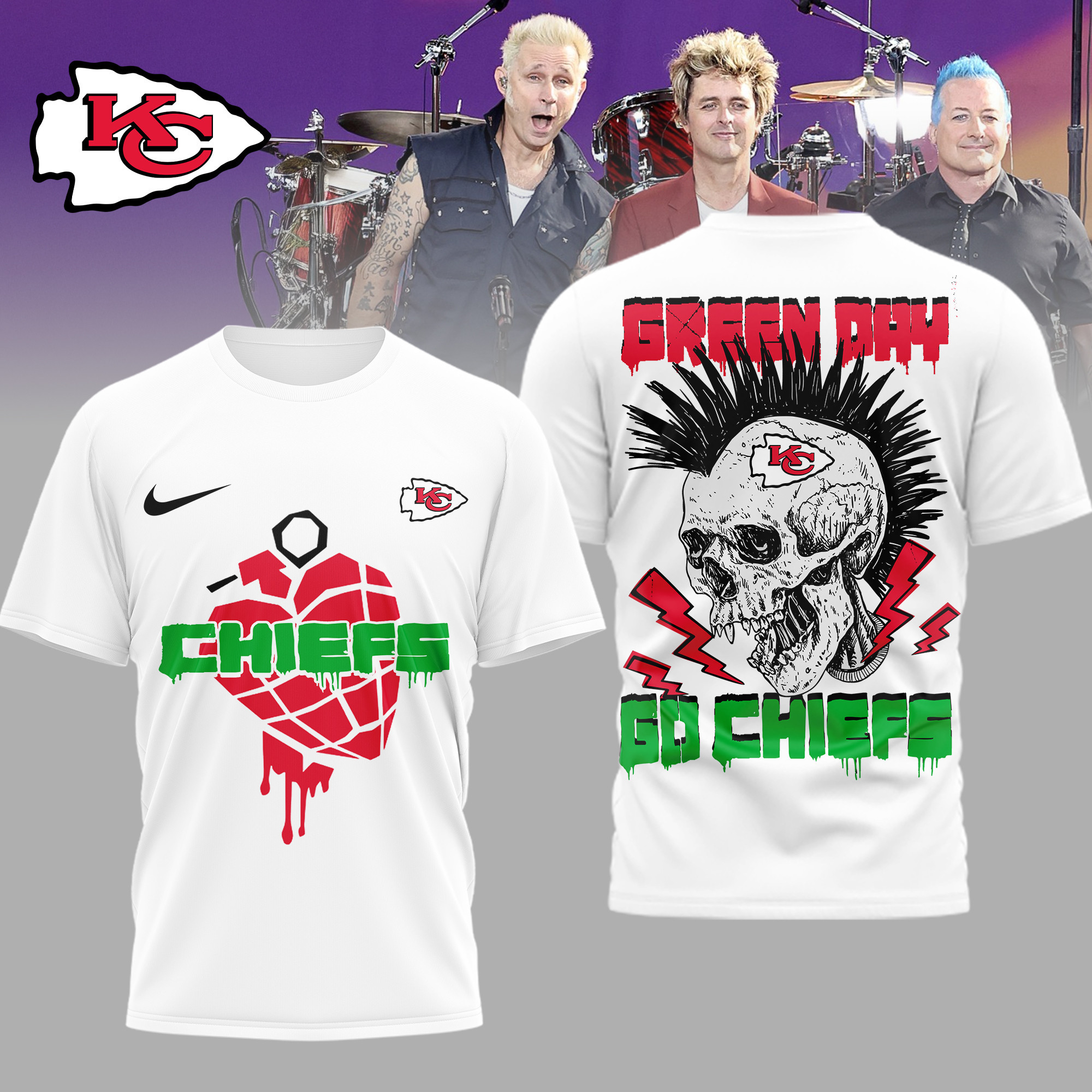 Kansas City Chiefs | Premium NFL Green Day Football 3D Shirt