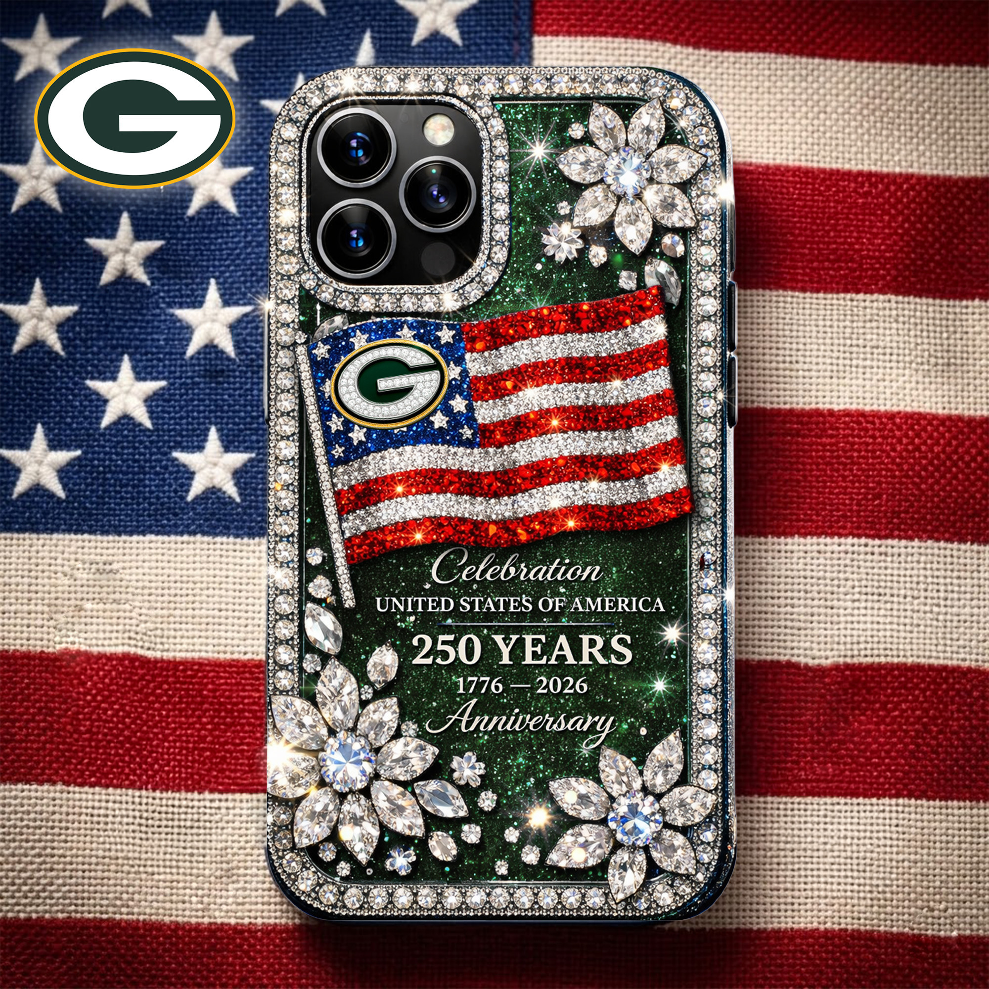 Green Bay Packers | Premium NFL Celebration United States Of America 250 Years Luxury Phone Case TD