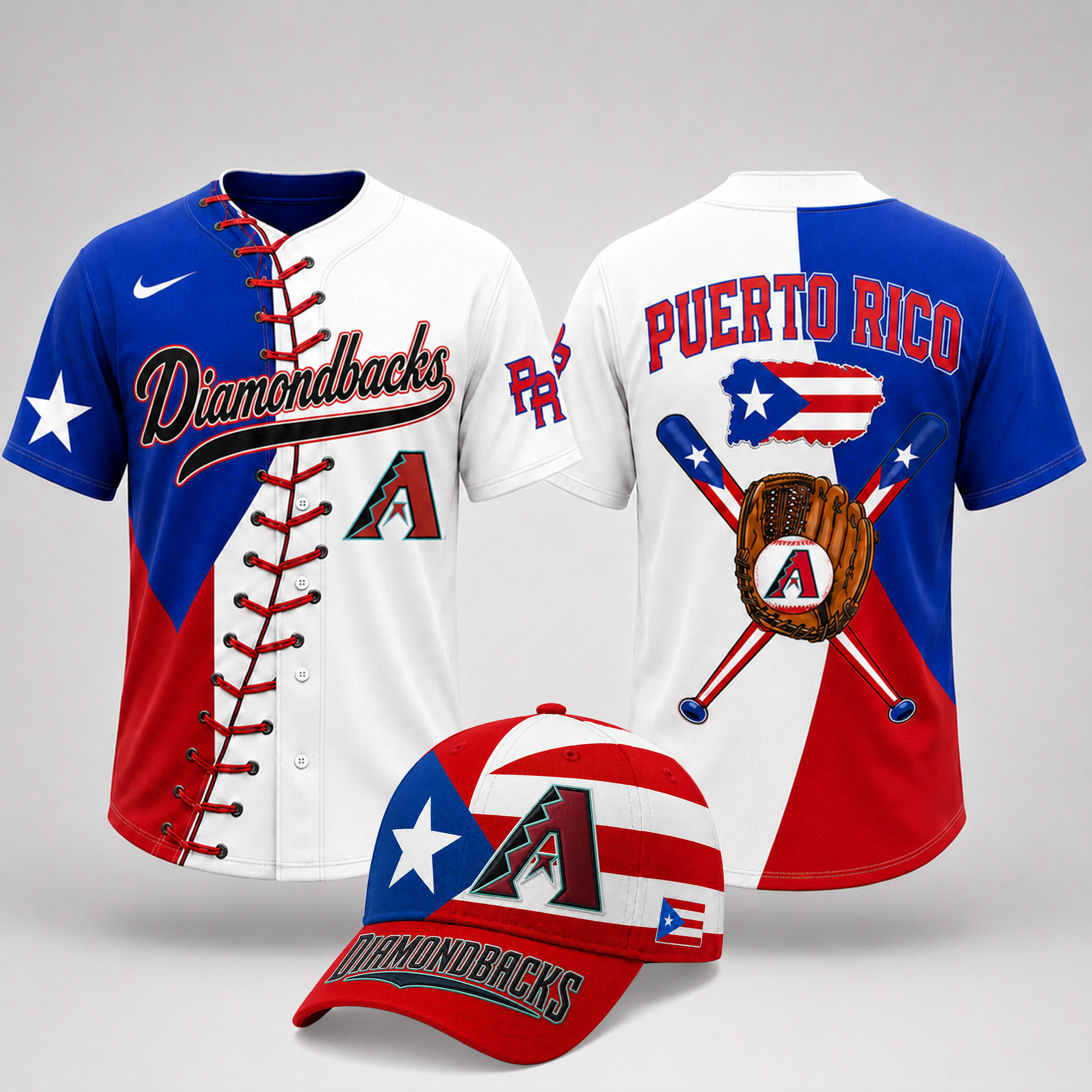 Arizona Diamondbacks | Premium MLB Puerto Rico Island Pride Baseball Jersey And Cap Set