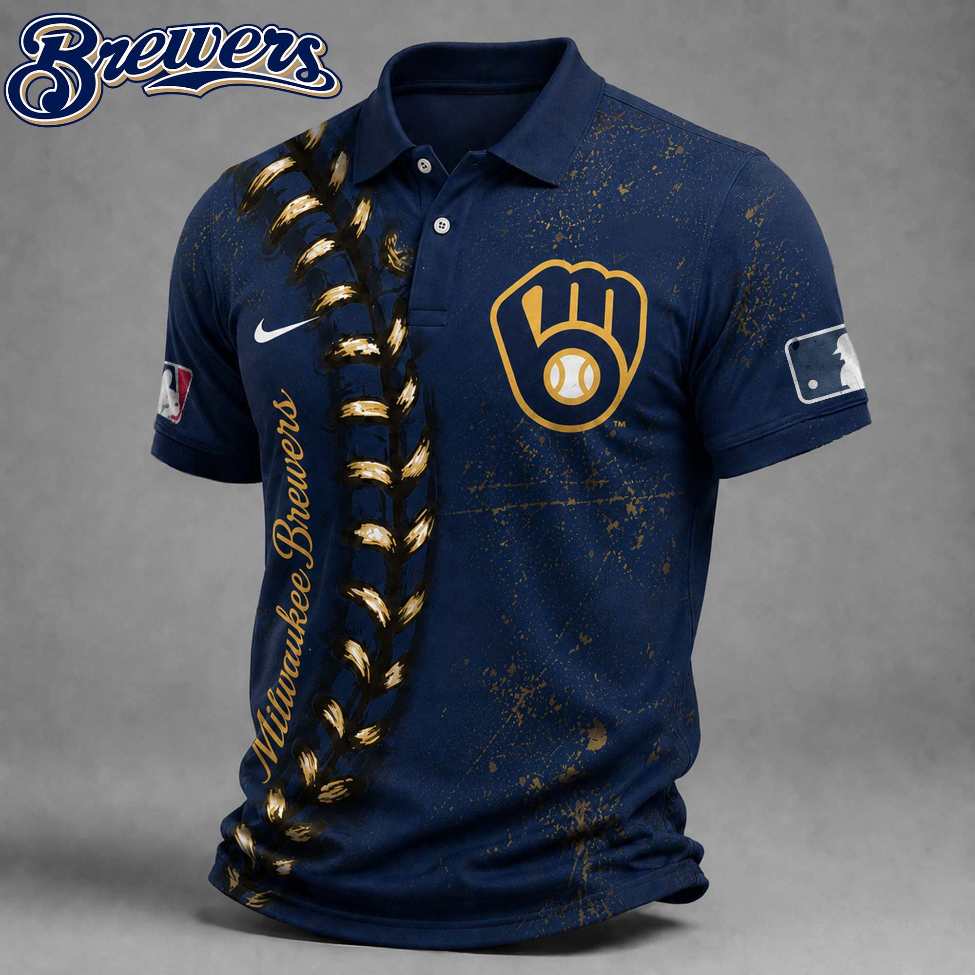 Milwaukee Brewers | Premium MLB Baseball Stitch Polo Shirt