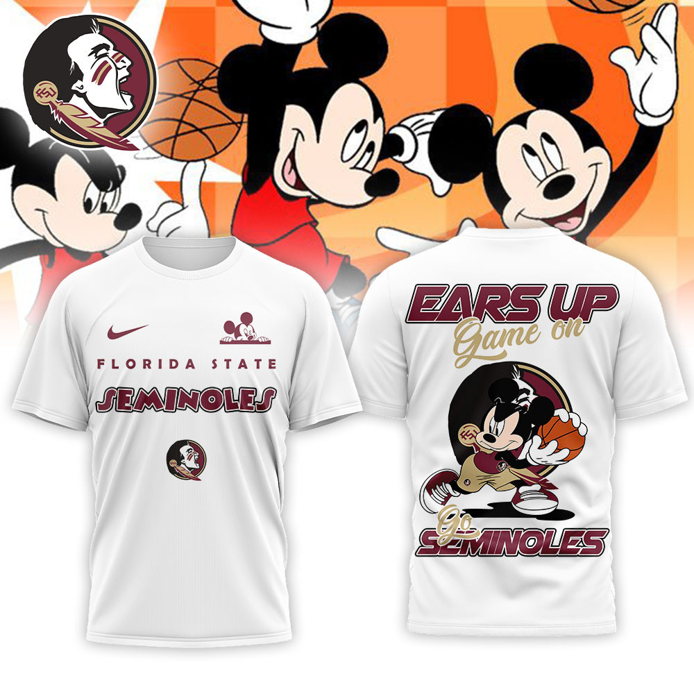 Florida State Seminoles | Premium NCAA Mickey Ears Up Game On 3D T-Shirt NP