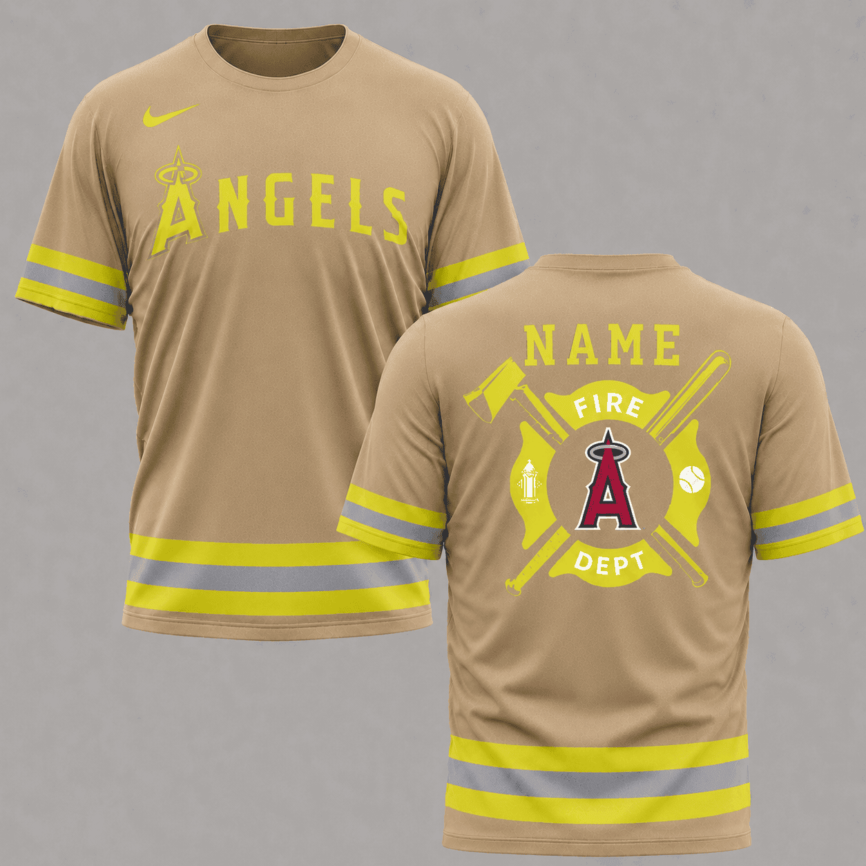 Los Angeles Angels | MLB x Personalized Firefighters Hi-vis 3D Shirt