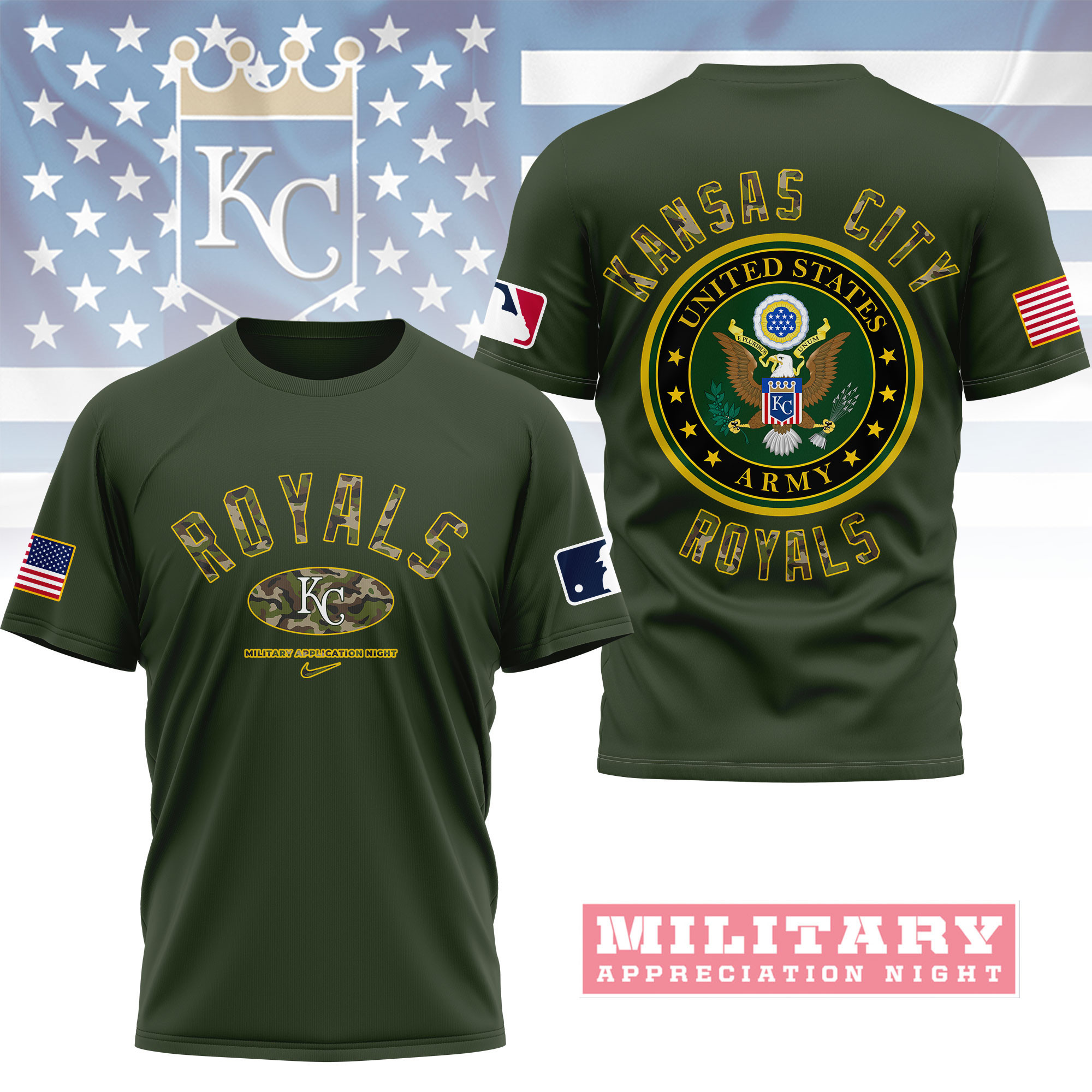 Kansas City Royals | Premium MLB Military Pride 3D Shirt NY