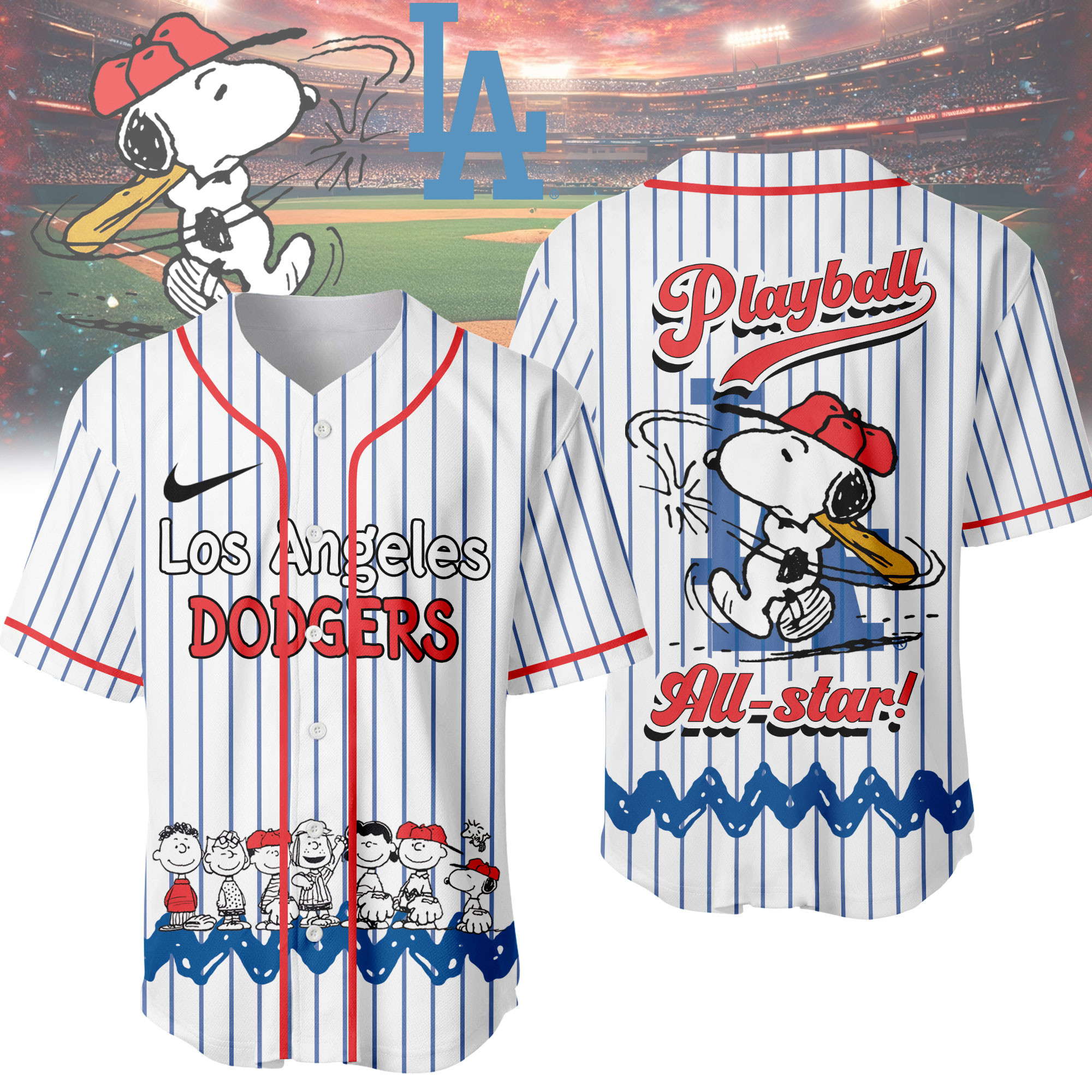 Los Angeles Dodgers | Premium MLB Snoopy Playball Jersey HY