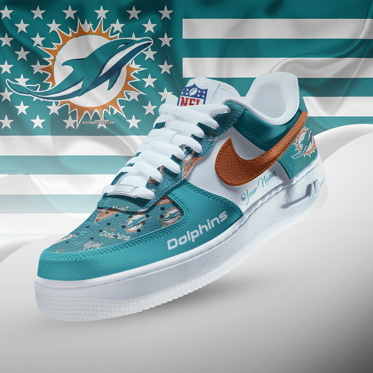 Miami Dolphins | Premium NFL Personalized Team Icon AF1 Shoes NTH1