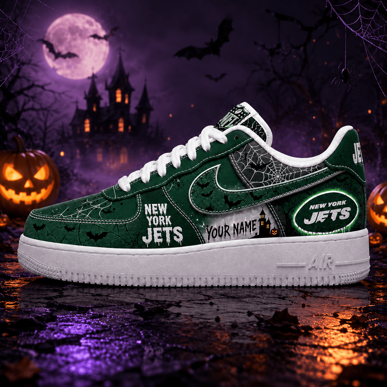 New York Jets | Premium NFL Fear The Team Halloween AF1 Sneakers