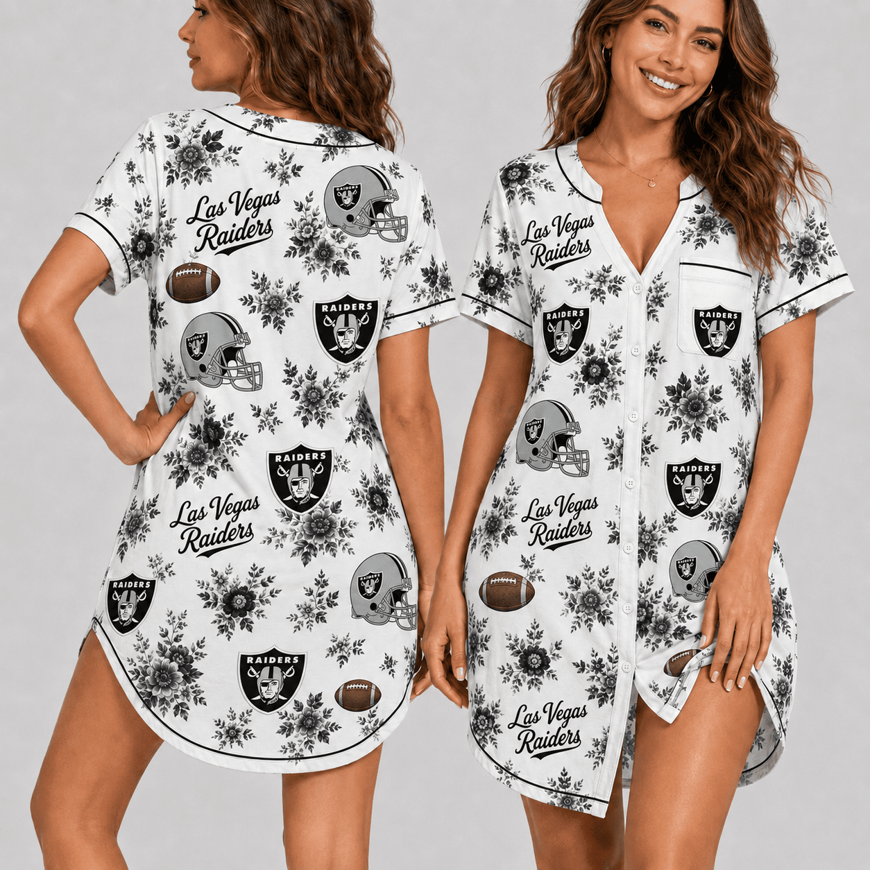 Las Vegas Raiders | Premium NFL Football Fan Favorites Women Pajamas Dress TD