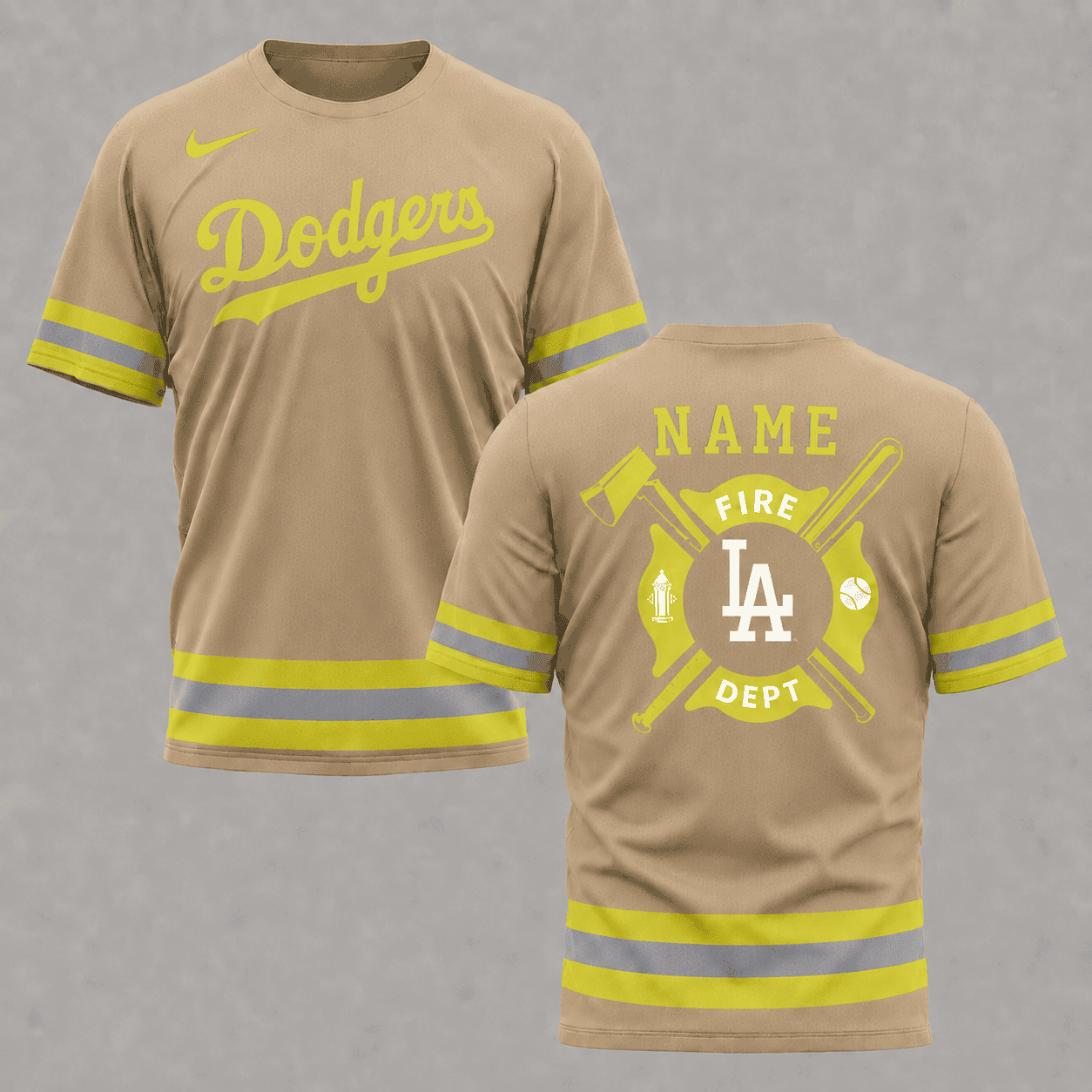 Los Angeles Dodgers | MLB x Personalized Firefighters Hi-vis 3D Shirt