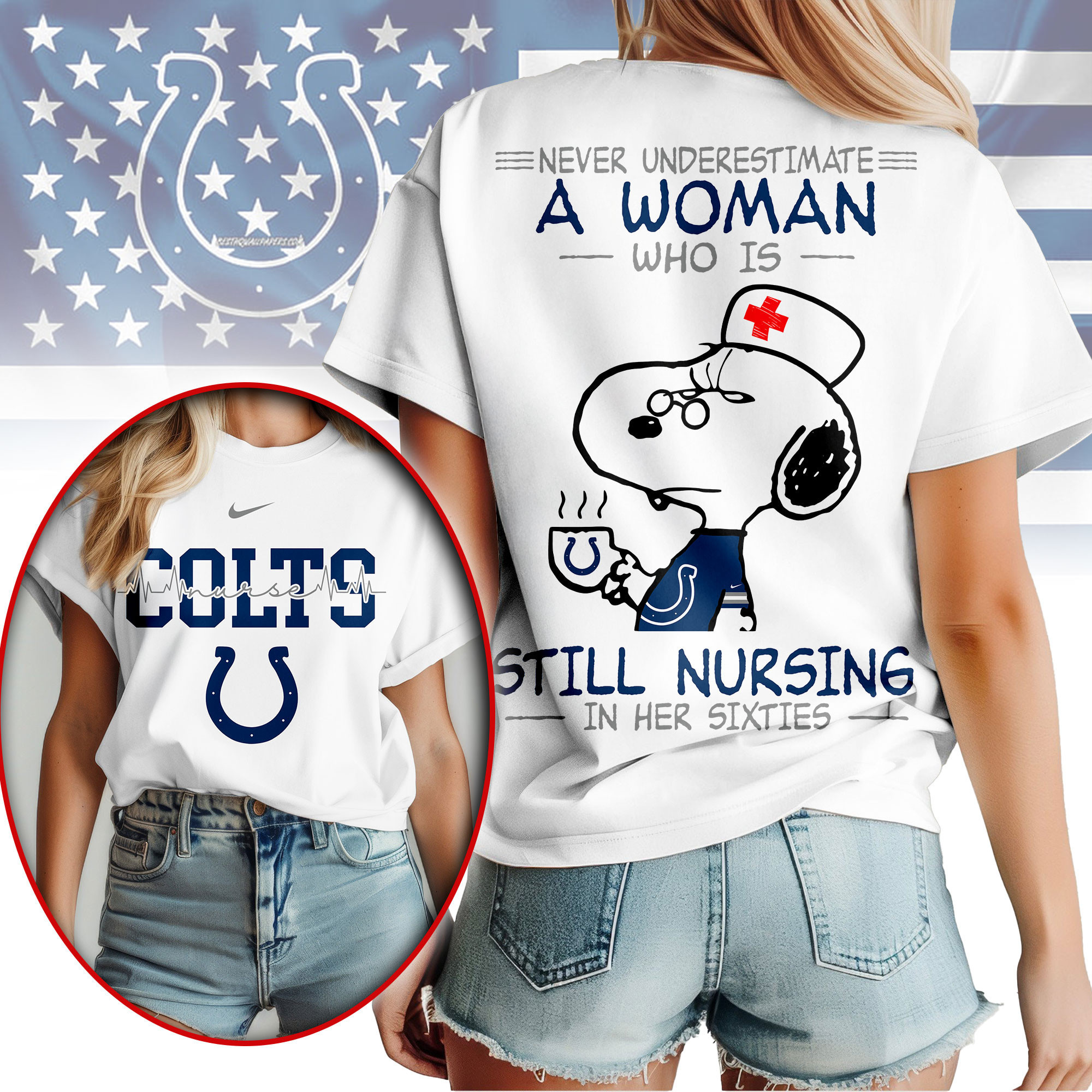 Indianapolis Colts | Premium NFL Never Underestimate A Nurse Women Shirt NY