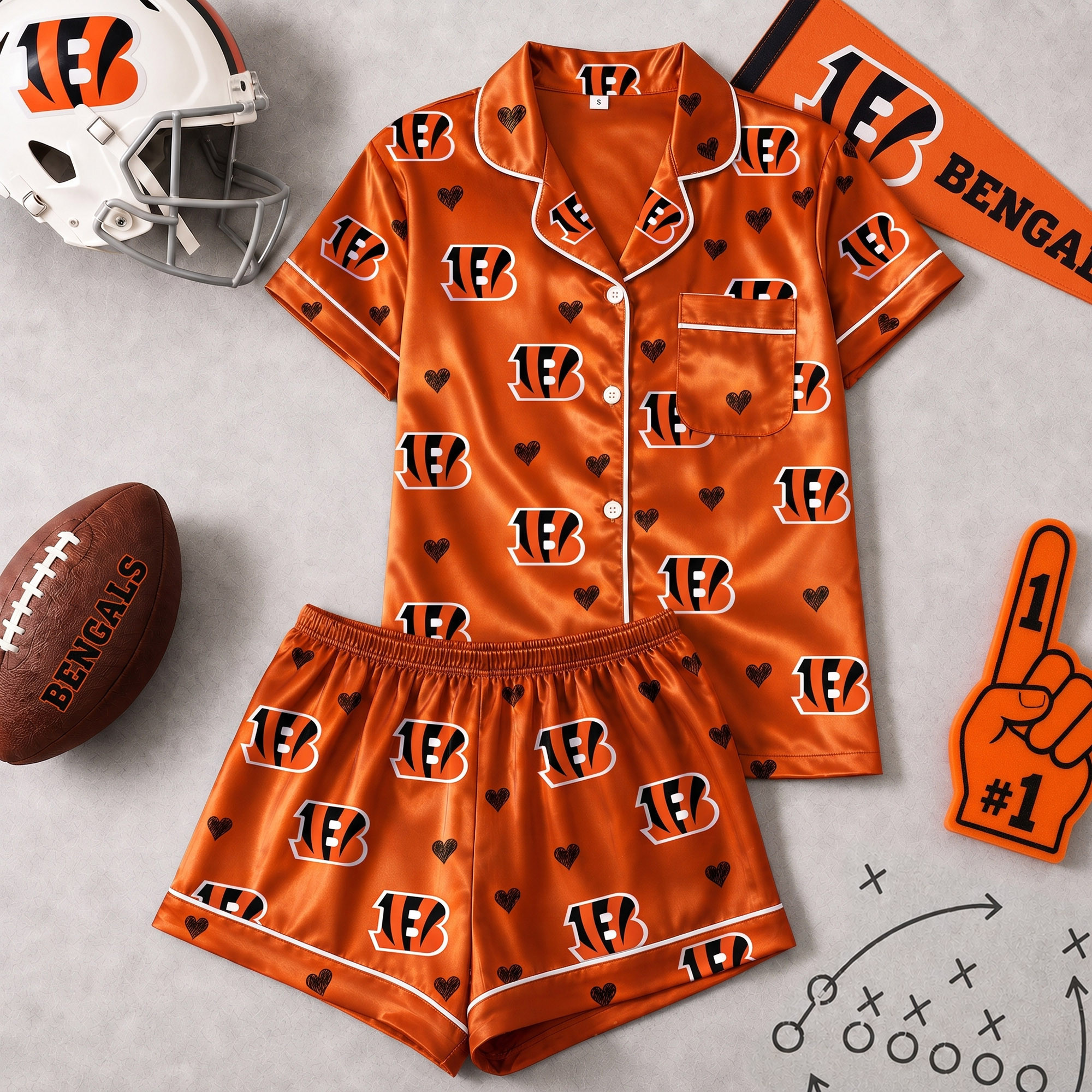 Cincinnati Bengals | Premium NFL Love Satin Pajamas Set NY
