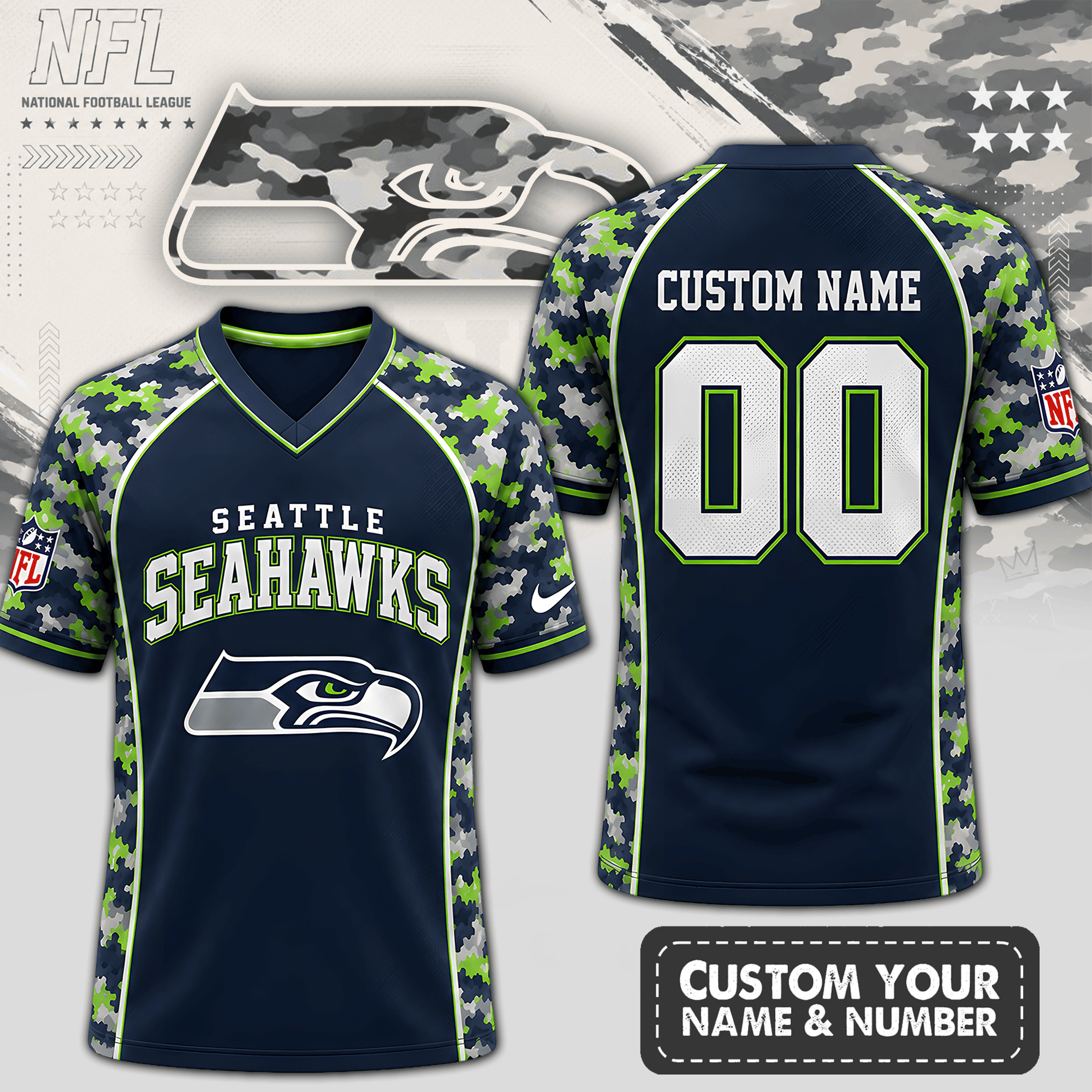 Seattle Seahawks | Premium NFL Born for Game Day V-Neck Jersey NTH1