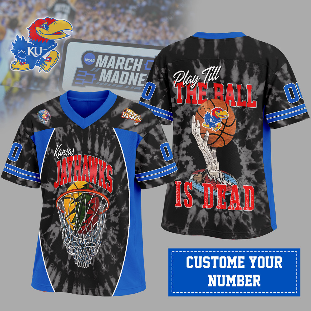 Kansas Jayhawks | Premium NCAA x Grateful Dead V-neck Baseball Jersey HY